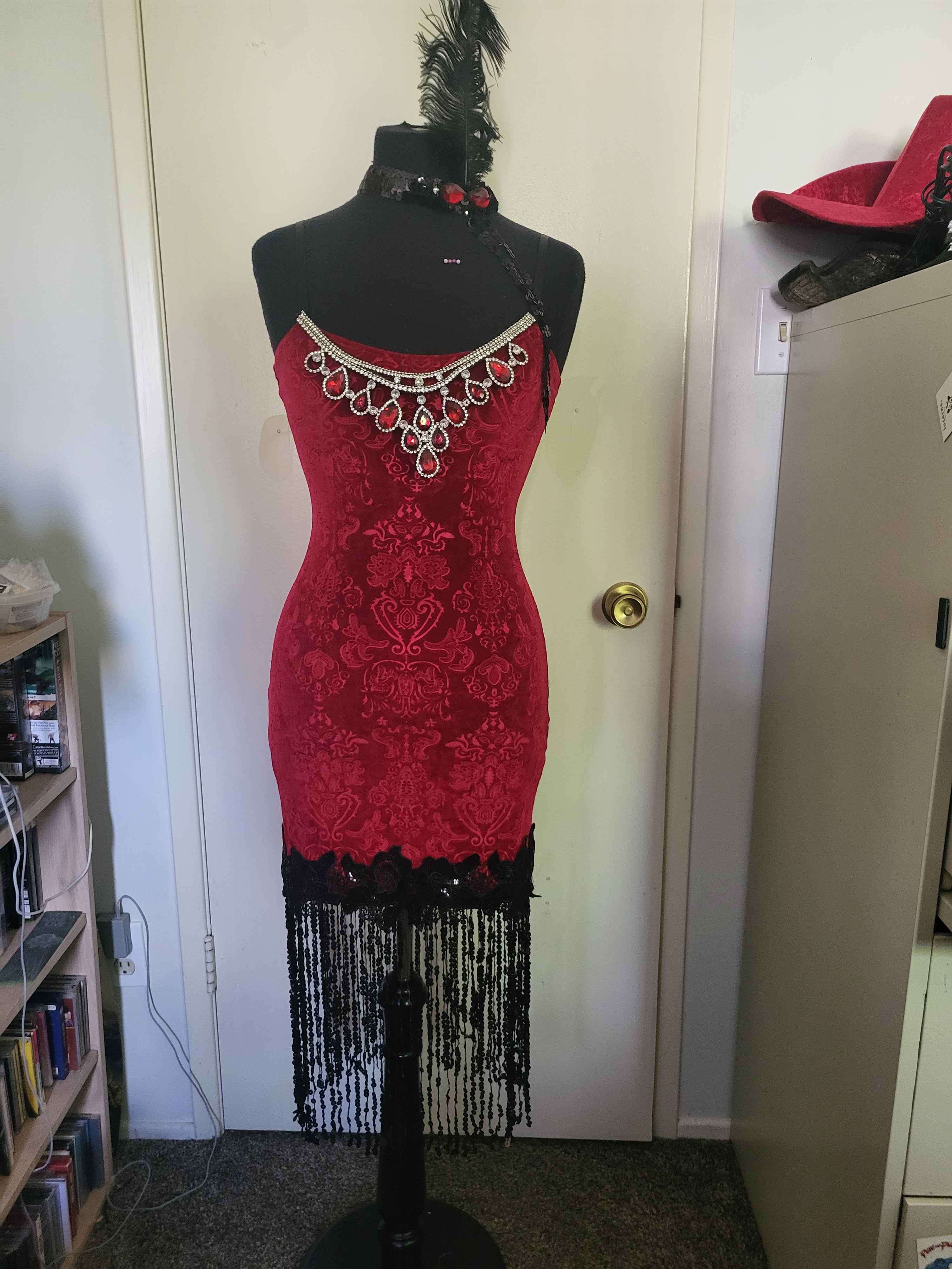 Red Stretchy Flapper Dress W/ Head Band - photo 2