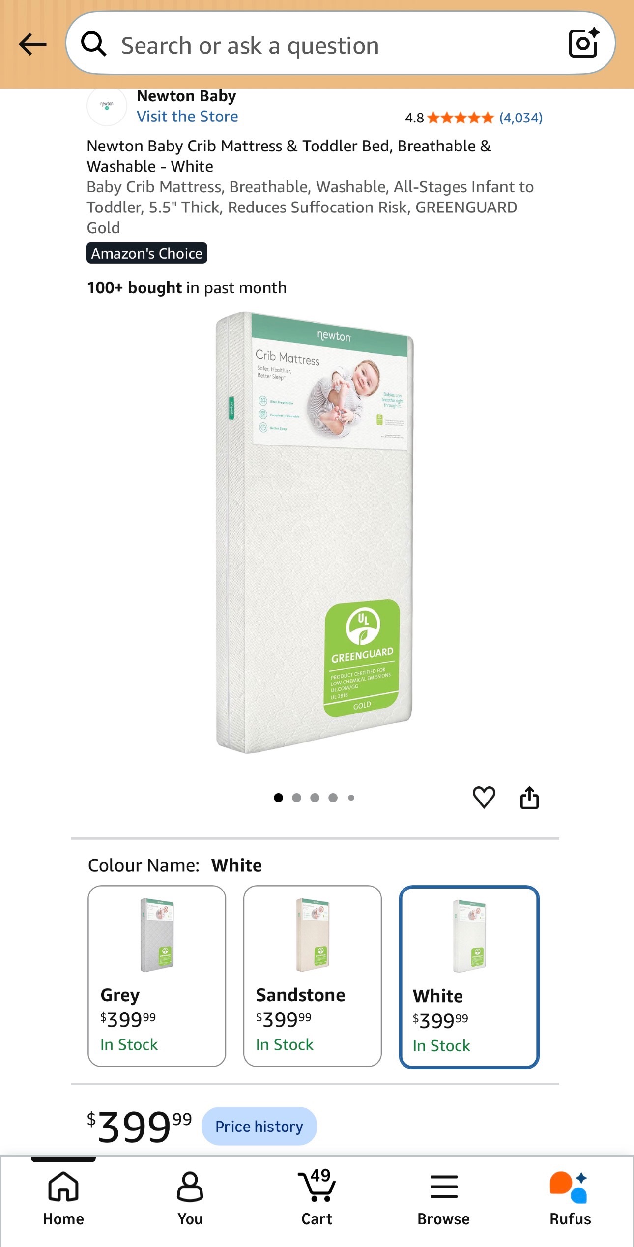 NEW: Newton Baby Toddler Crib Mattress Breathable & Washable
