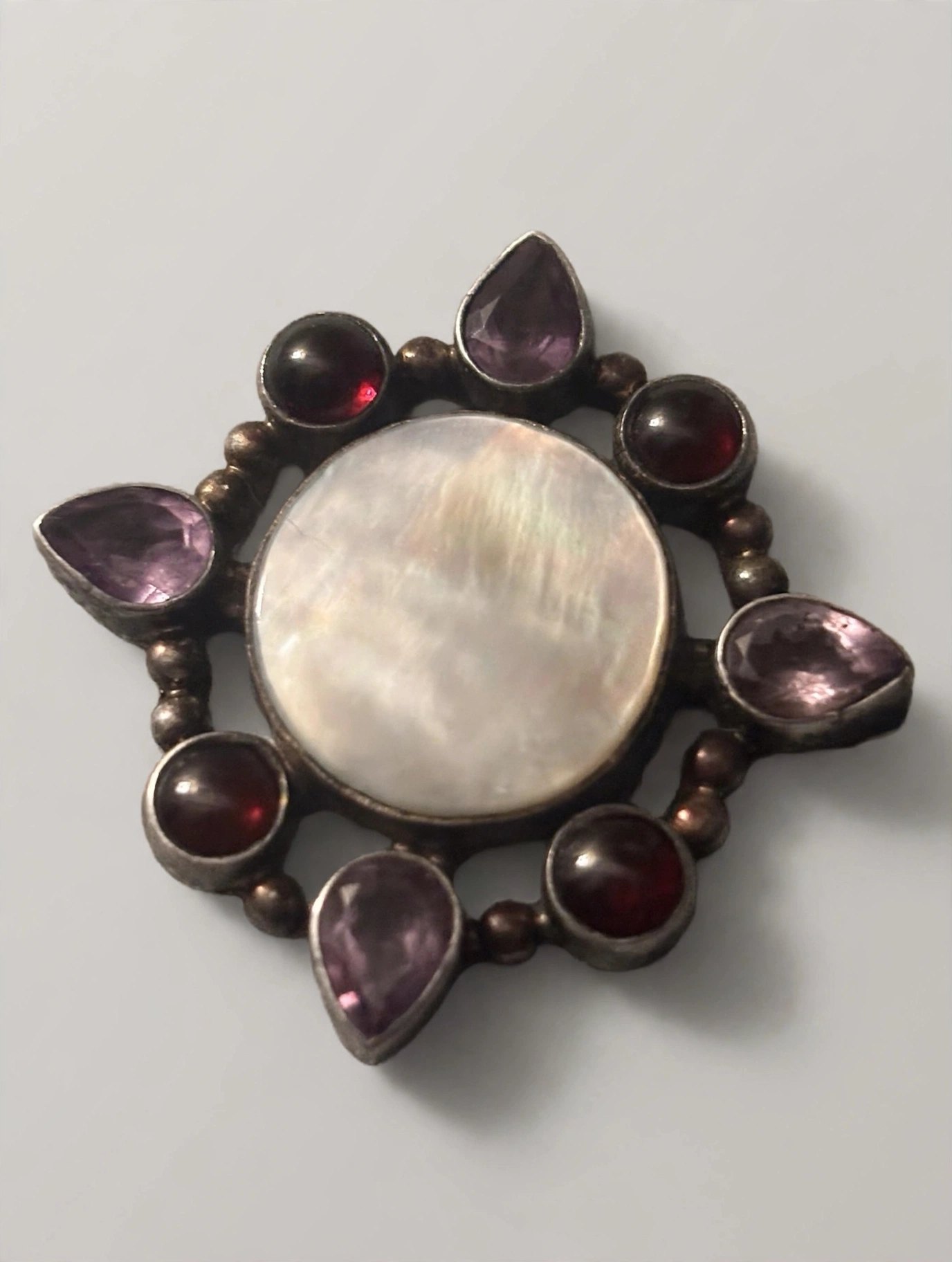 Sterling Silver Mother Of Pearl Garnet Amethyst Gemstone - photo 3