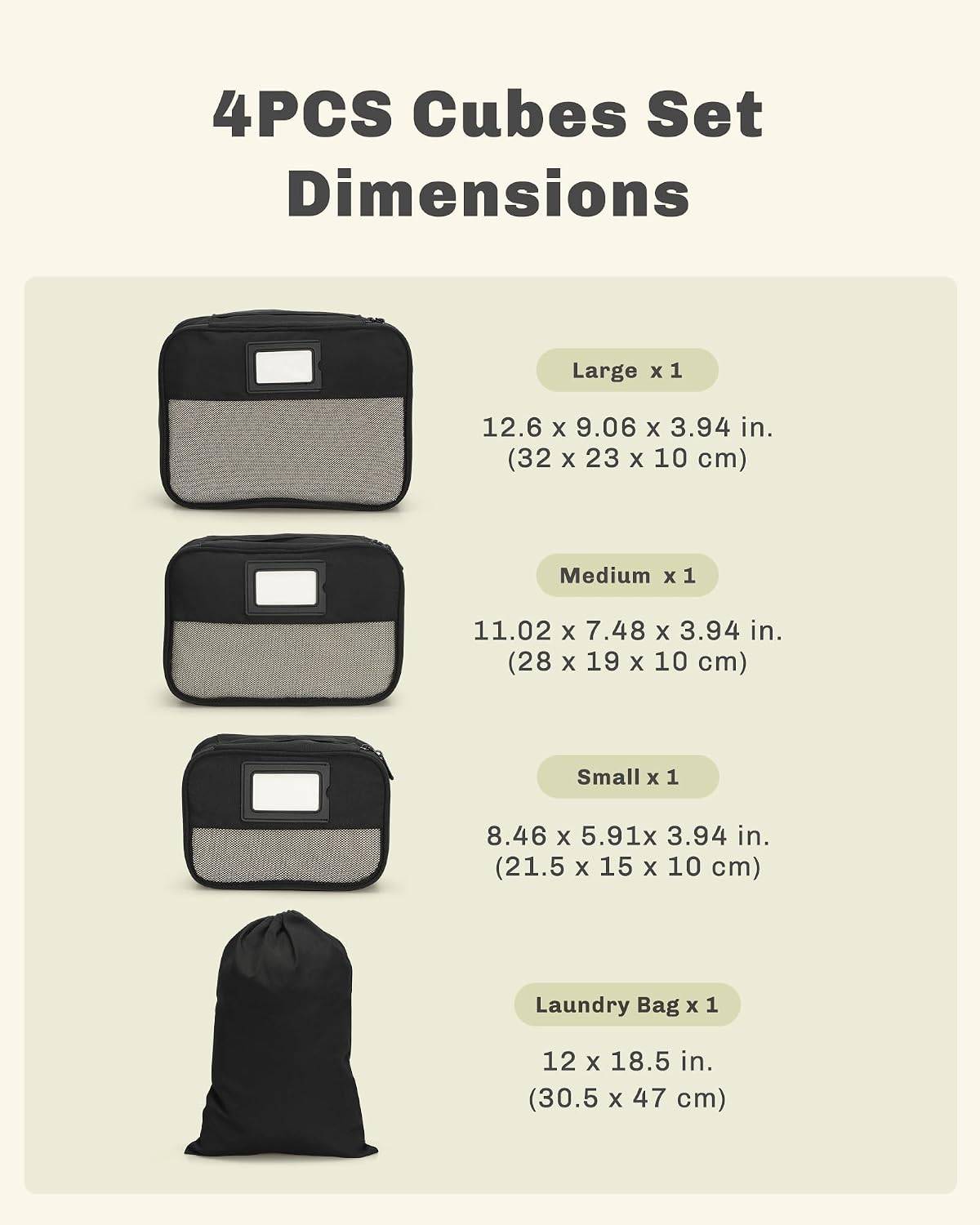 Packing Cubes Travel Organizer Bag Jet Black 4PCS - photo 3