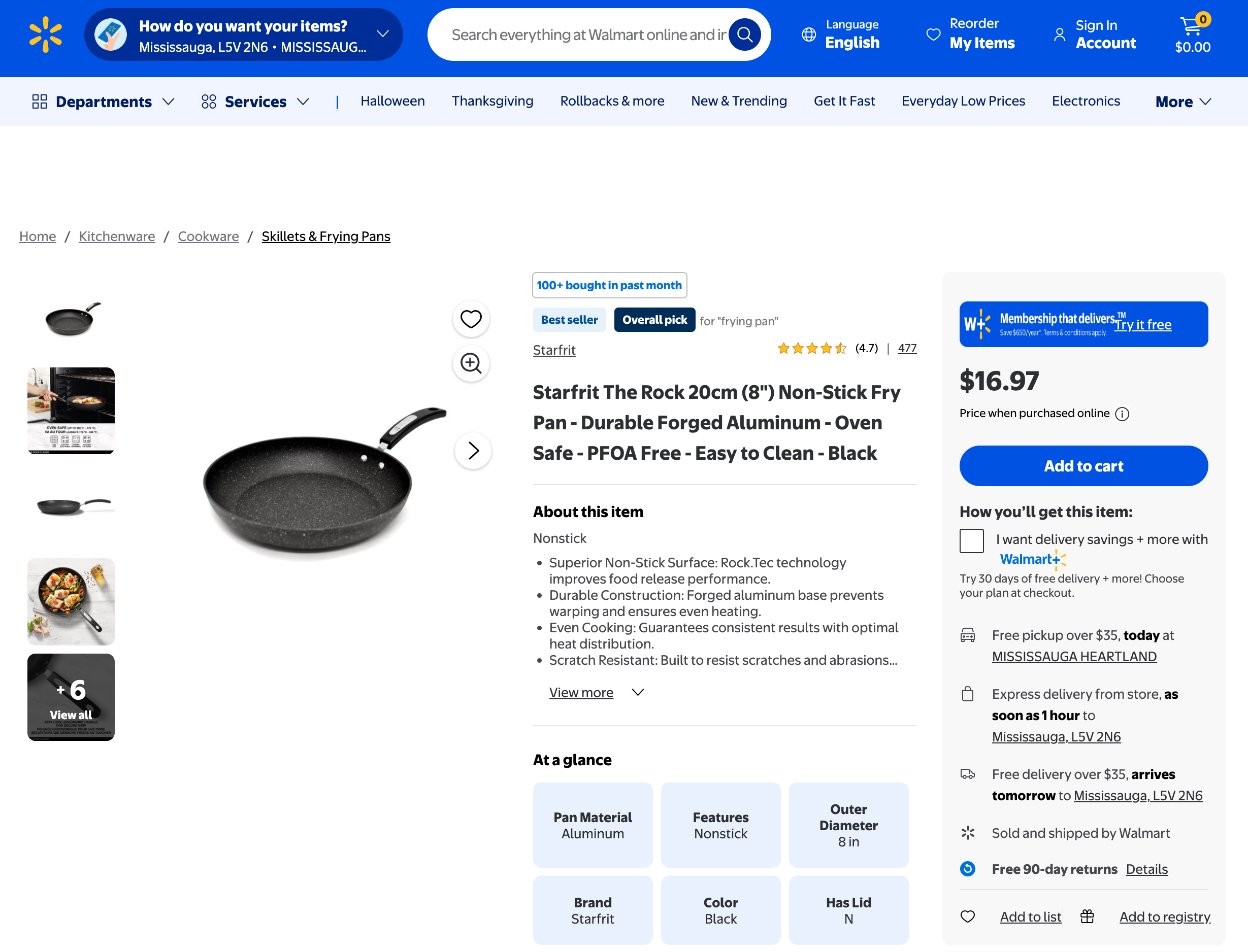 Brand New Starfrit The Rock 8" (20 cm) Non-Stick Fry Pan - photo 3