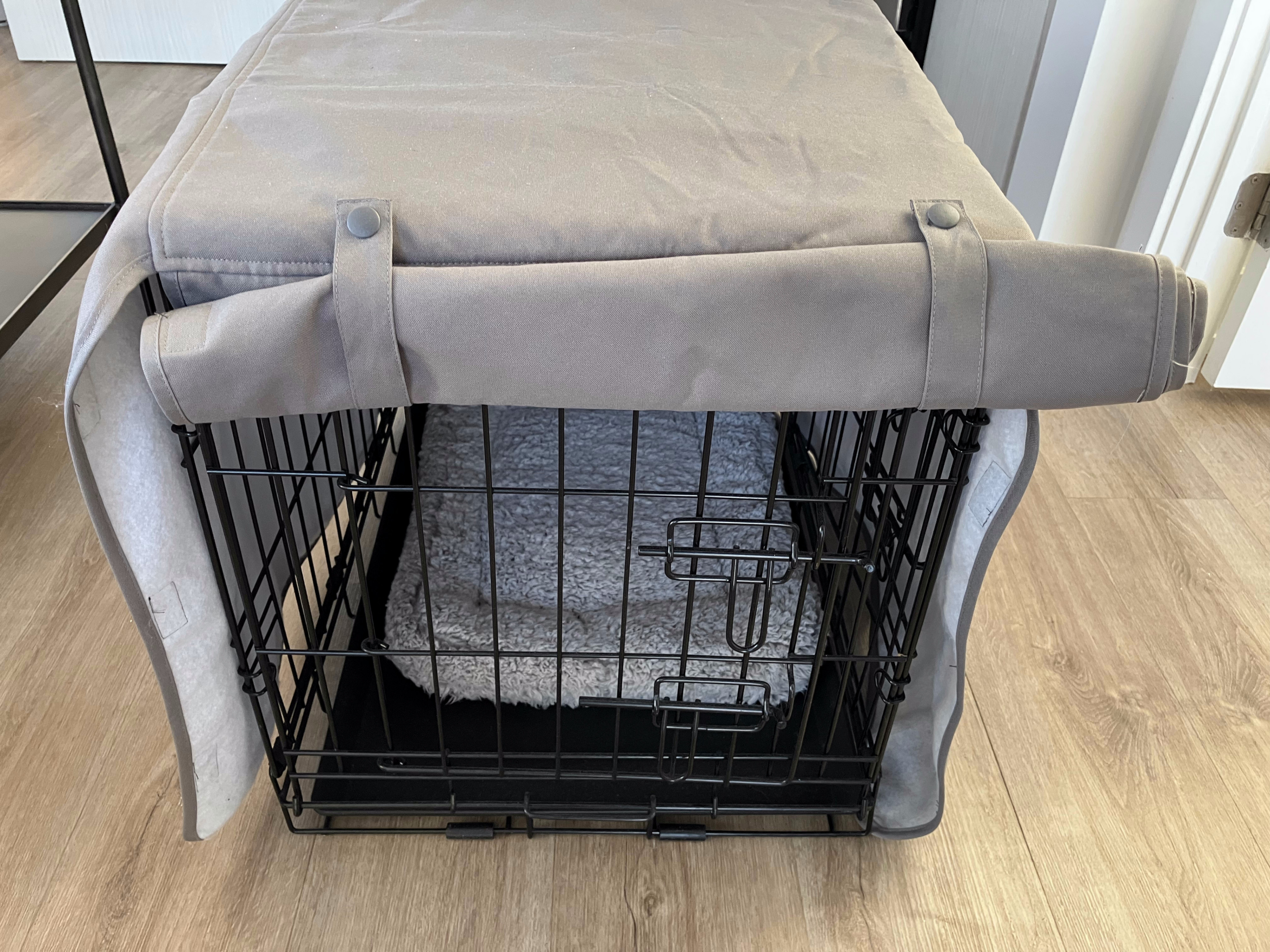 Double door 24" x 19" dog crate with cover and bed