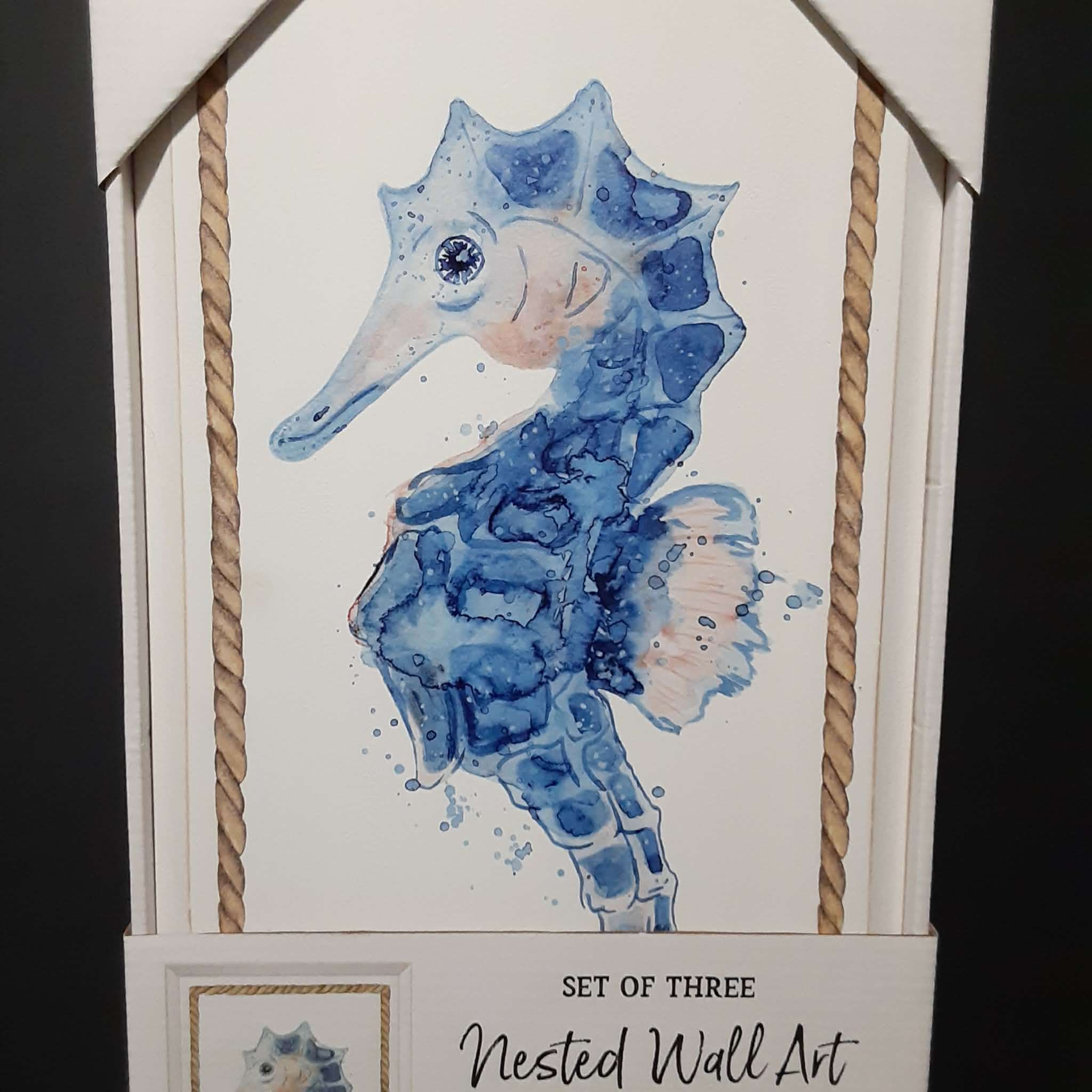 Set of 3 Nested Wall Hanging Art Seahorse Sea Shell Starfish - photo 2