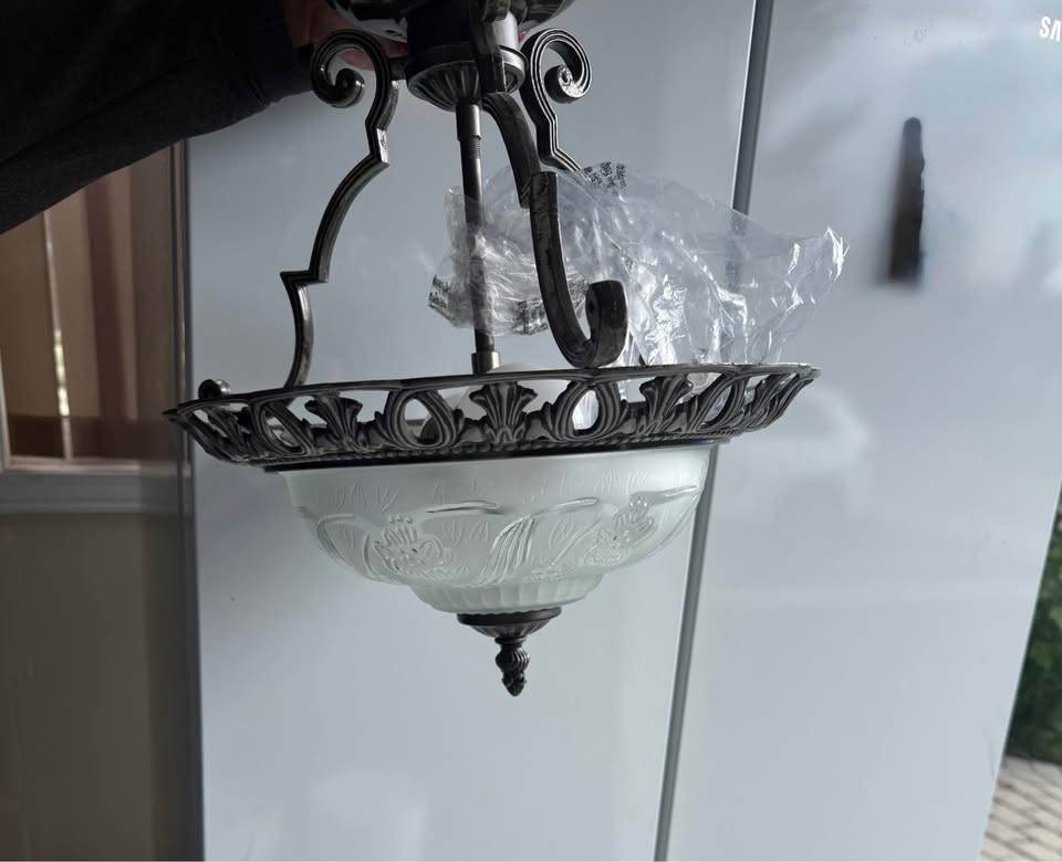 Metal and Frosted Glass Ceiling Light