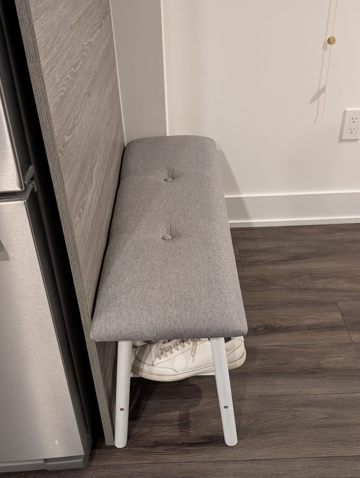Entryway Shoe Bench with Storage Rack - Grey/White - photo 3