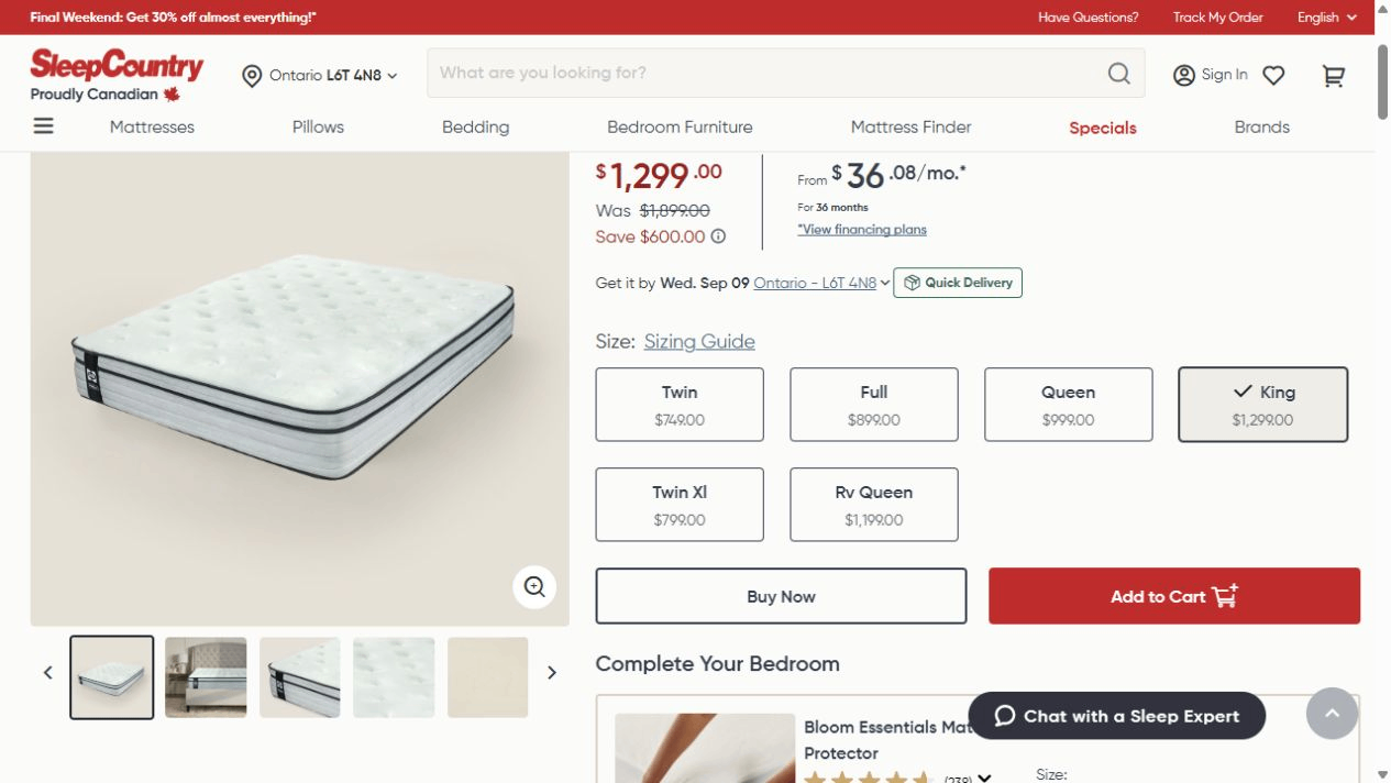 Mattress + FREE Waterproof Protector – Moving Sale - photo 3
