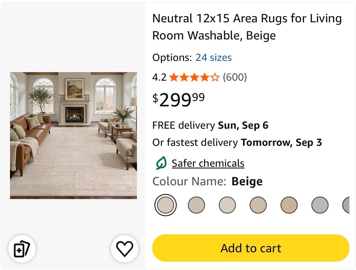 Neutral 12x15' Area Rug Washable Soft Low-pile Carpet - photo 2