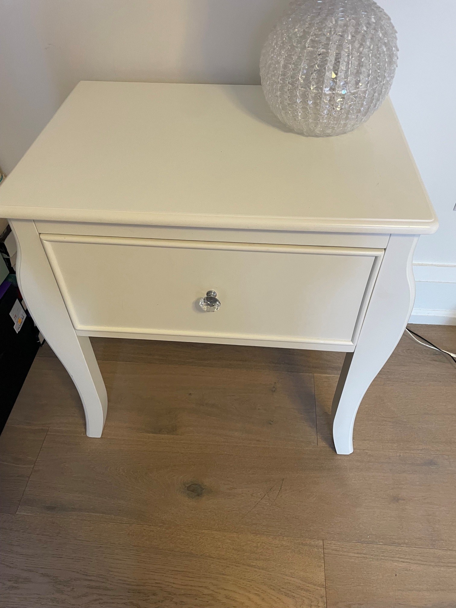 White Nightstand with Drawer - photo 2
