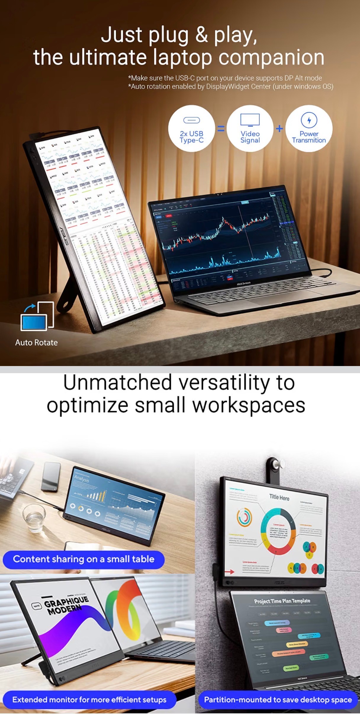ASUS ZenScreen 15.6" 1080p Portable Monitor Extender Anti-Glare - photo 3
