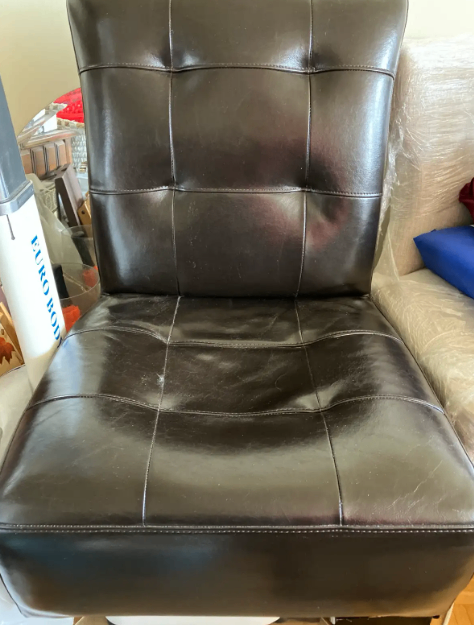 Dark Brown Tufted Faux Leather Armless Chair - photo 3