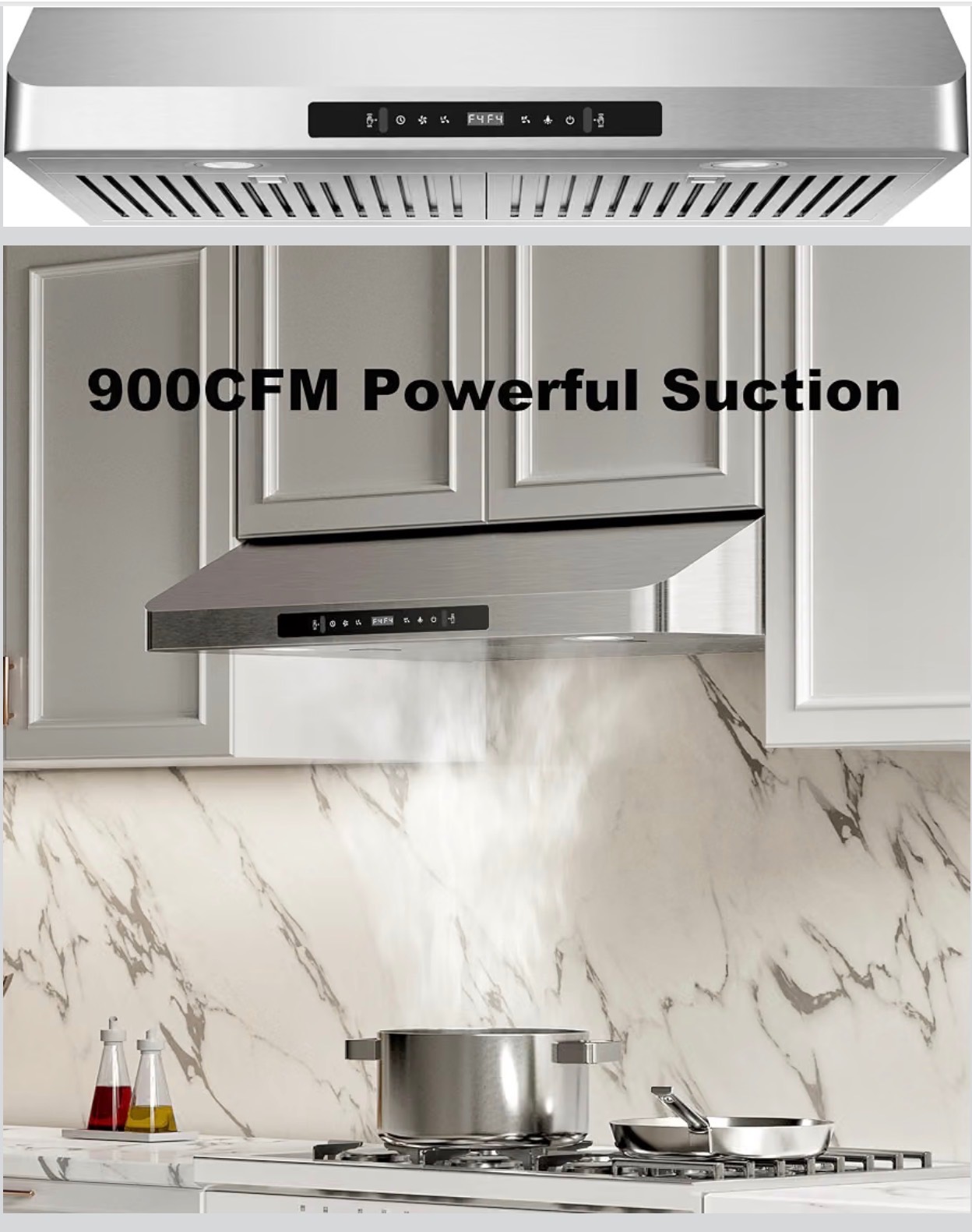 NEW: Range Hood Stainless Steel 30" Touch Control Top/Rear Vents - photo 2