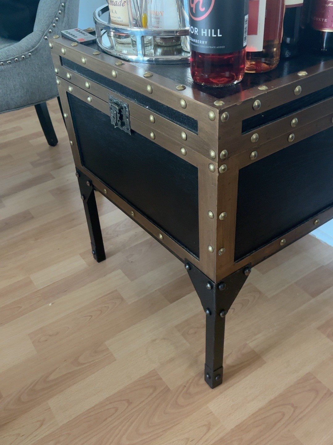 Two Tone Industrial Lift Top Storage End Table