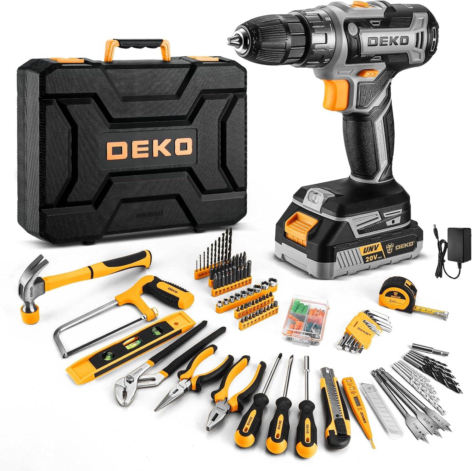 DEKO PRO 186pcs tool kit with 20V Cordless Drill and case *NEW* - photo 4