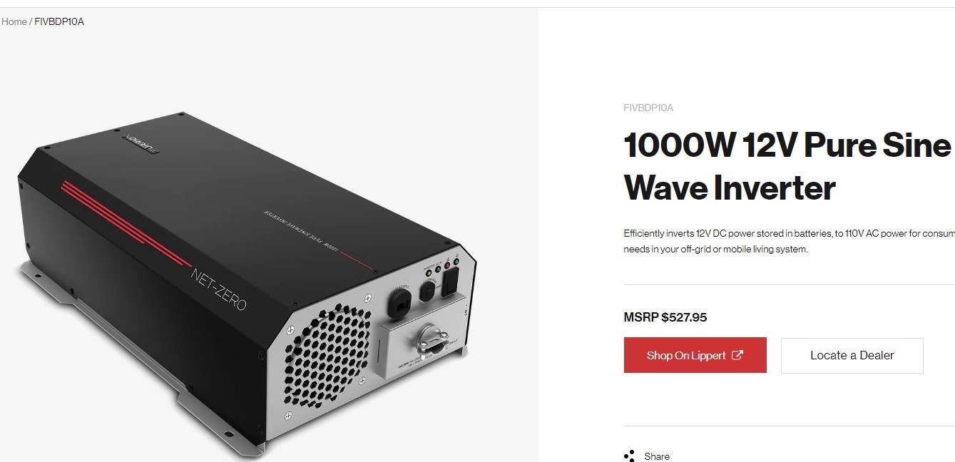 Furrion 1000W 12V Pure Sine Wave Power Inverter -Model FIVBDP10A - photo 2
