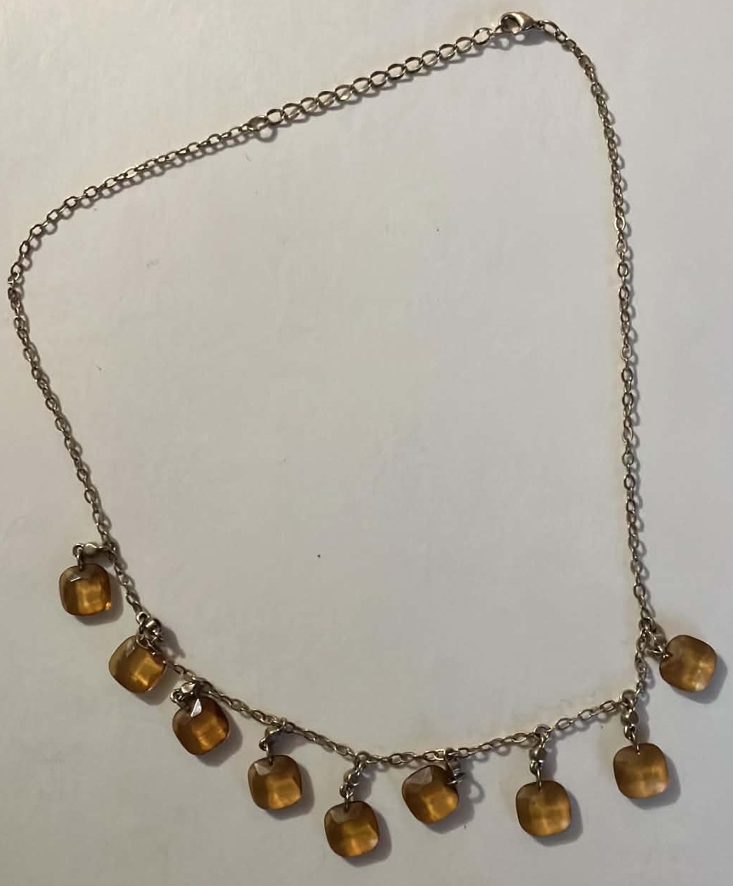 Necklace Gold Tone With Square Beads - 18 Inches