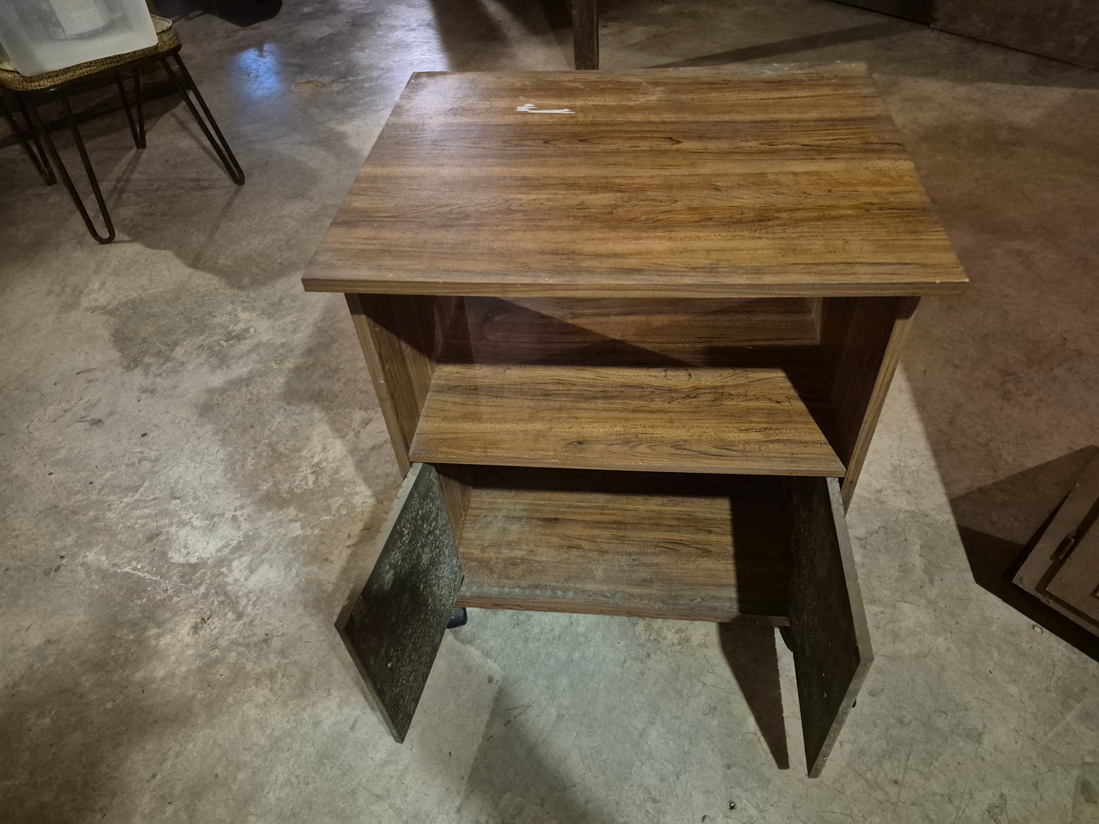 Wood Grain Side Table with Storage