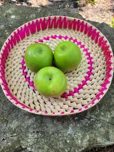 Round Palm Leaf tray/Storage/Basket , Handwoven Palm Leaf tray - photo 2