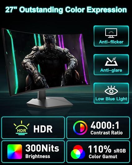 SANSUI 27-Inch Curved 160Hz Gaming Monitor (Model ES-G27C1L) - photo 2