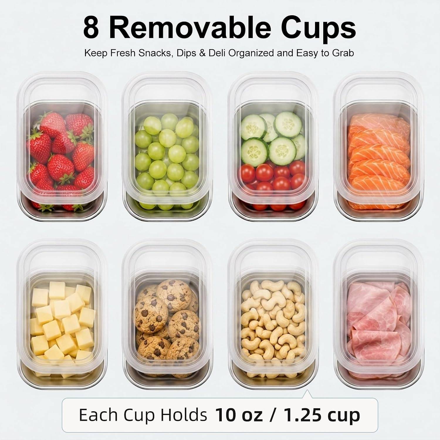 Stainless Steel Snackle Box Container with Individual Lids - photo 3