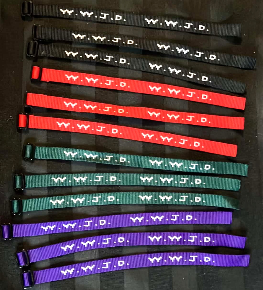 W.W.J.D. Webbing Bracelet Assortment 12 pieces (New)