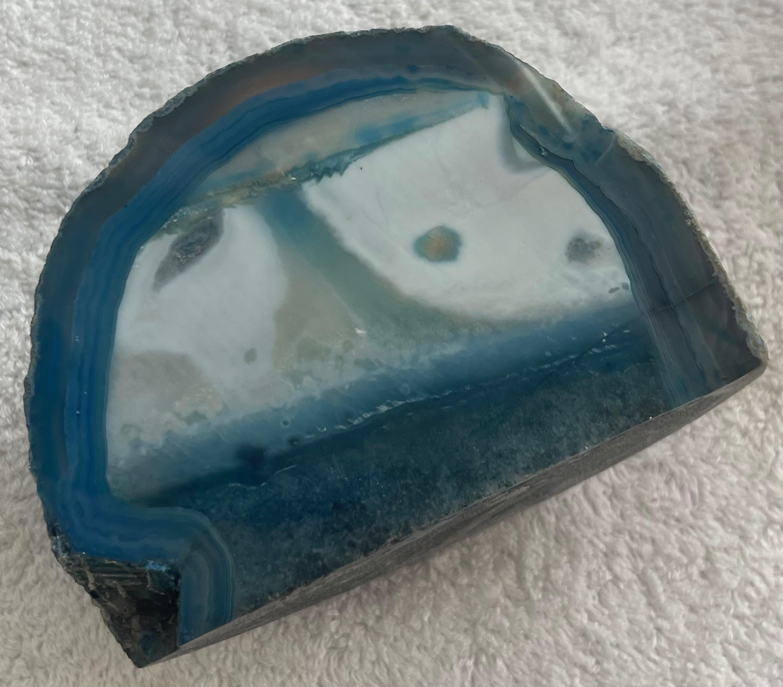 Polished Blue Agate Geode Votive Candle Holder - photo 3