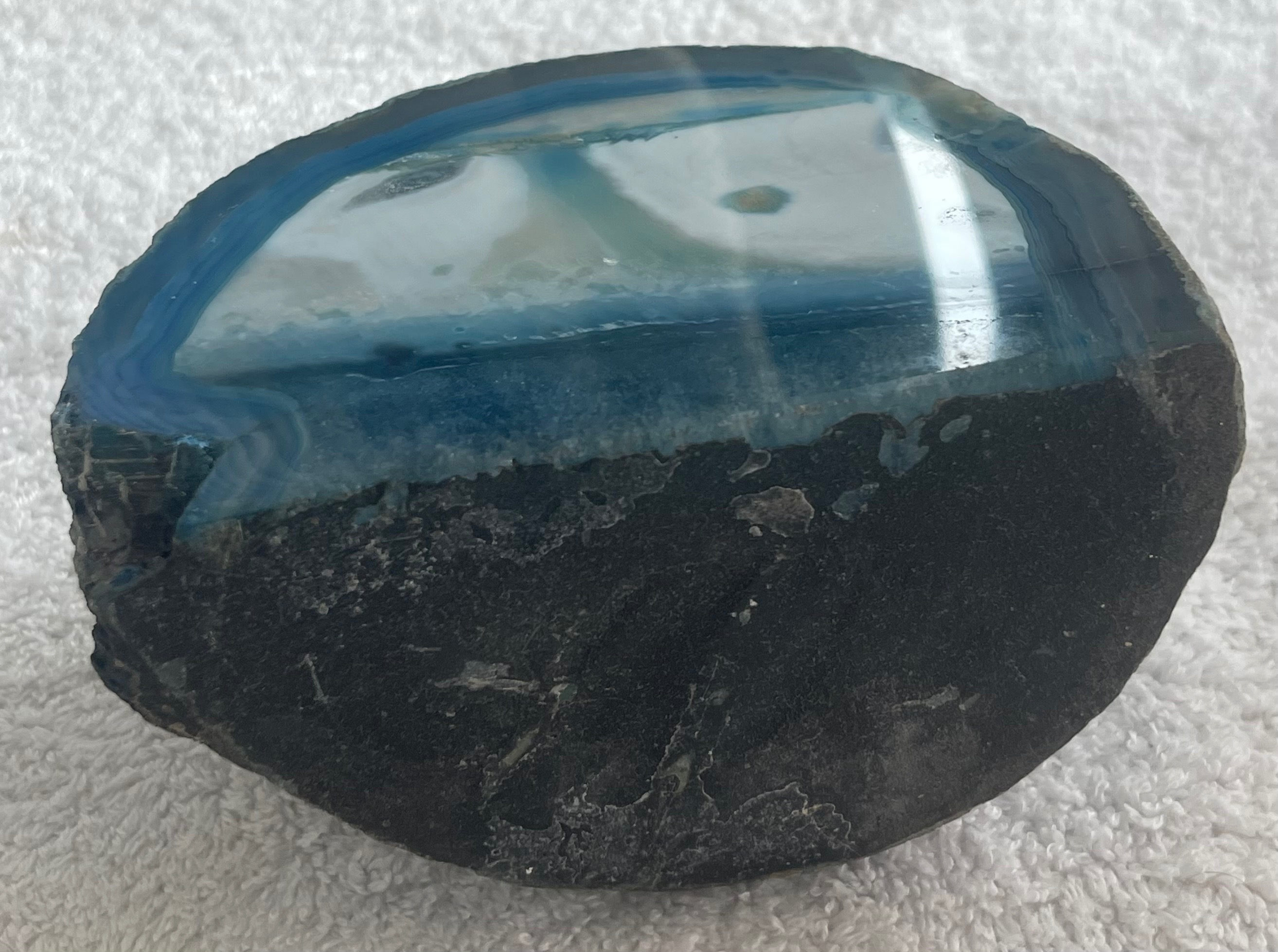 Polished Blue Agate Geode Votive Candle Holder - photo 4