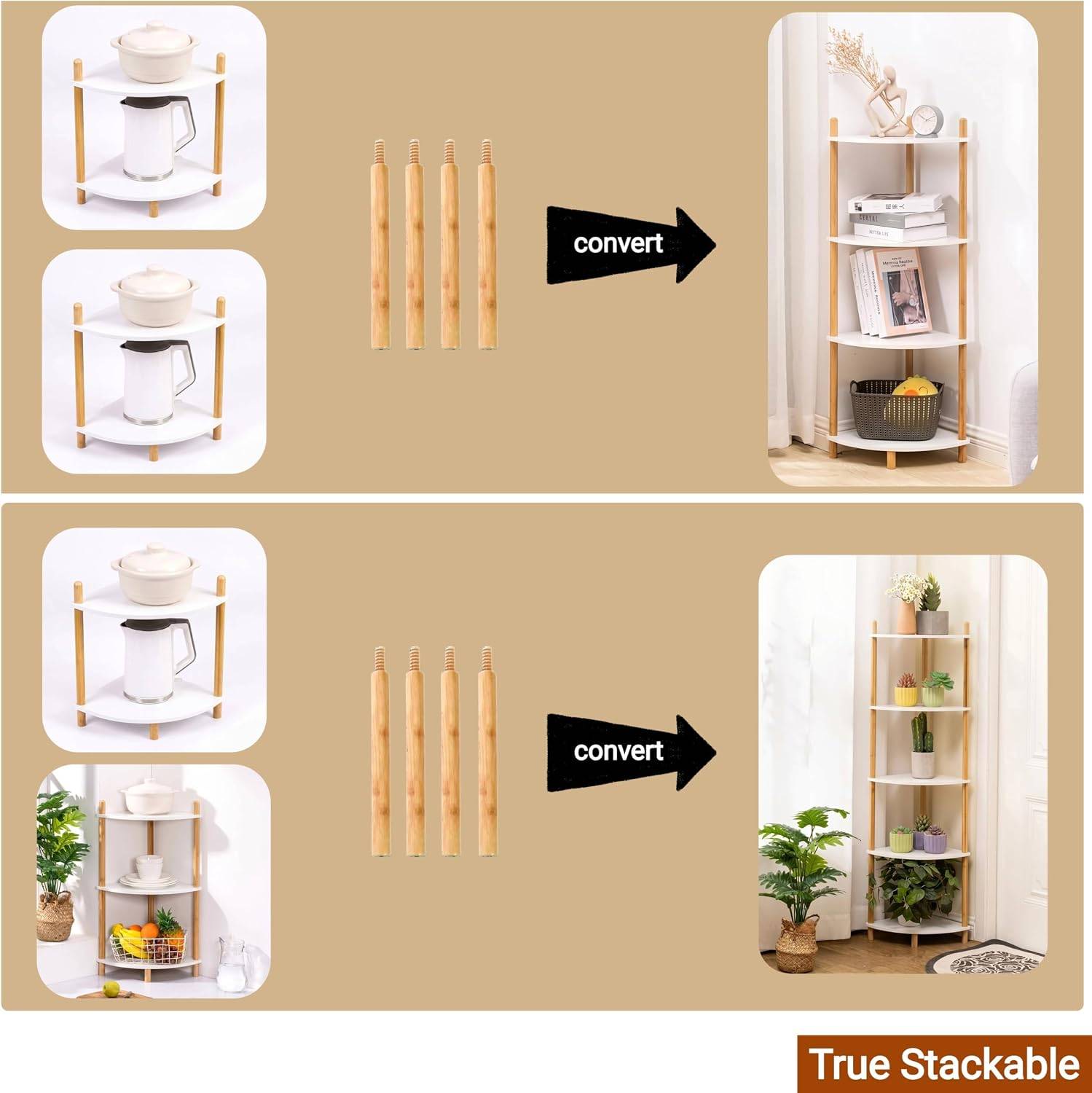 GOGOGO Bamboo Shelf Height Expansion Pack – 4PCS - photo 5