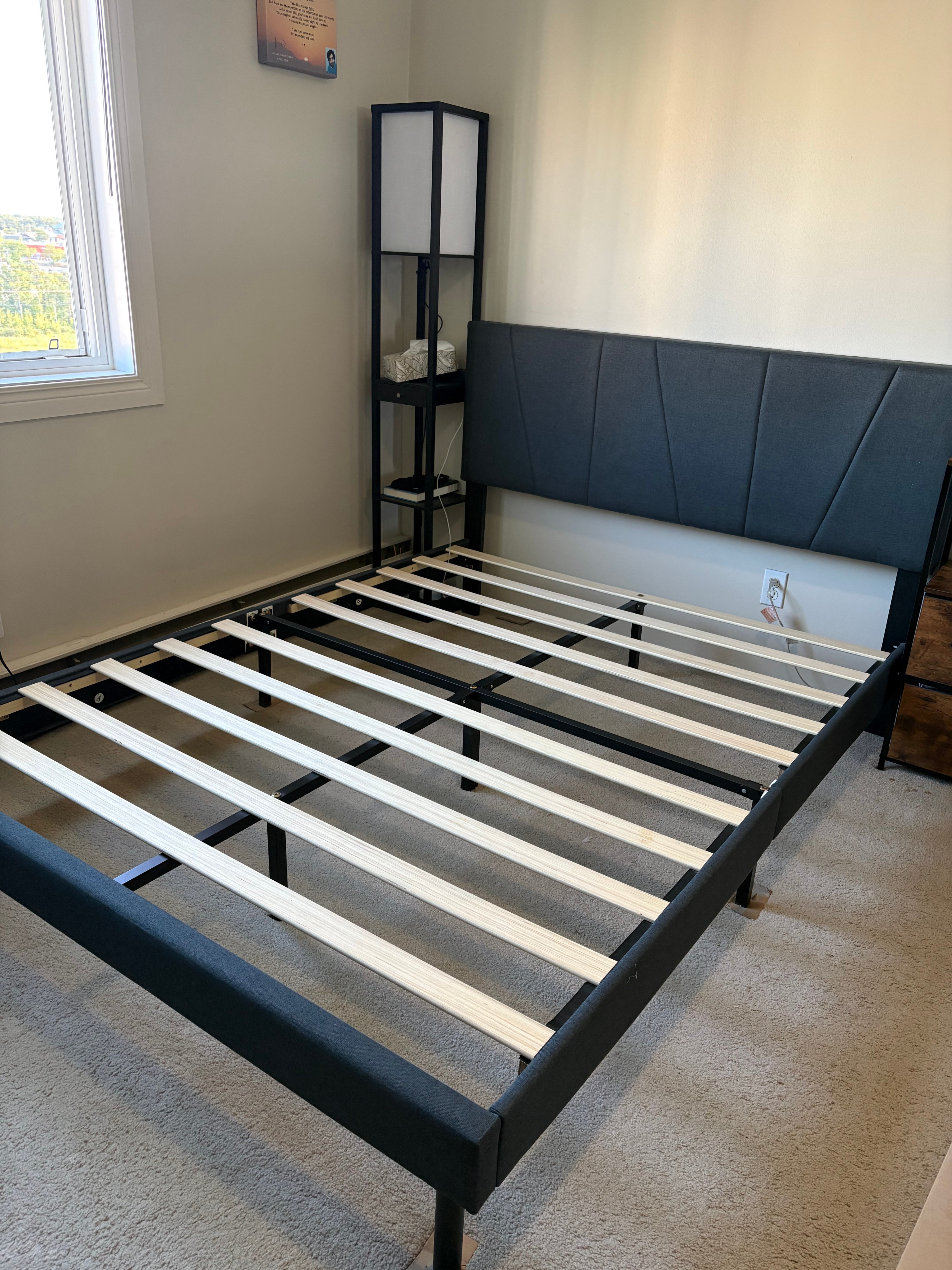 Queen Bed Frame with Headboard – Dark Grey
