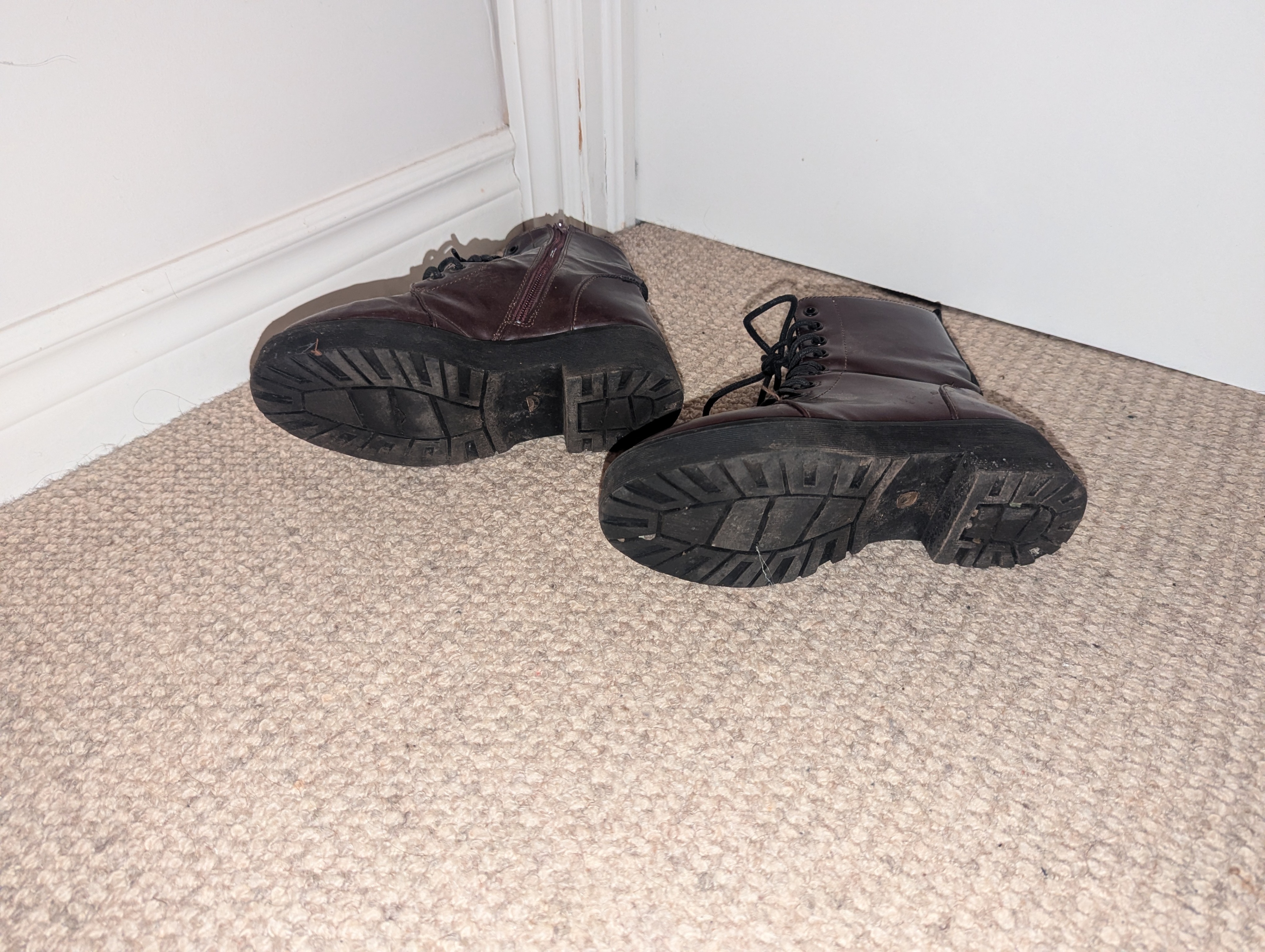Burgundy Lace-Up Ankle Boots - photo 4