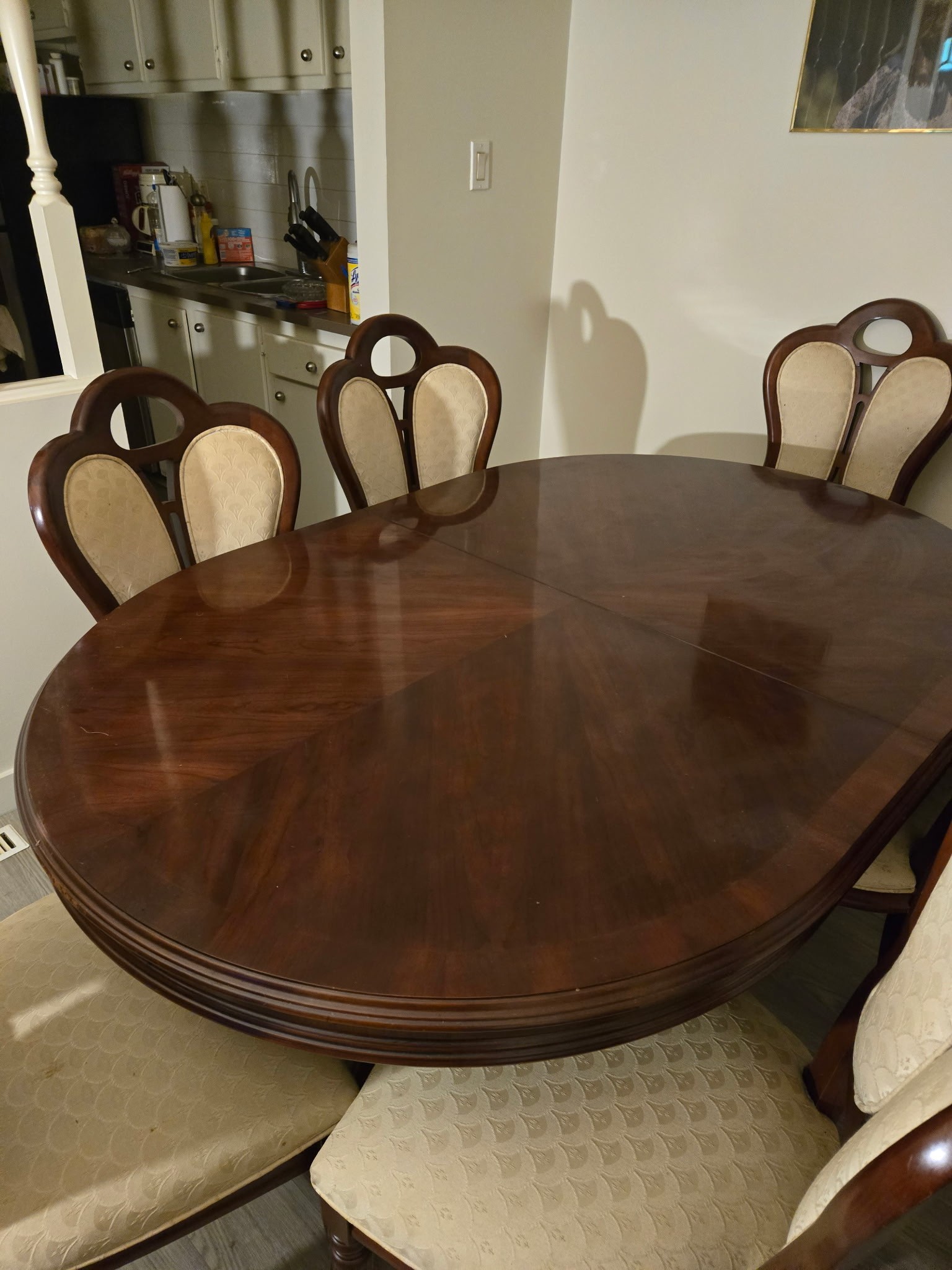 6 Piece Cherry Wall Unit and Cherry Dining Table with 6 Chairs - photo 5