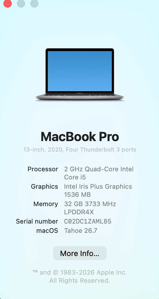 2020 MacBook Pro 13"-32GB RAM/512GB SSD(4 Thunderbolt Ports) - photo 2