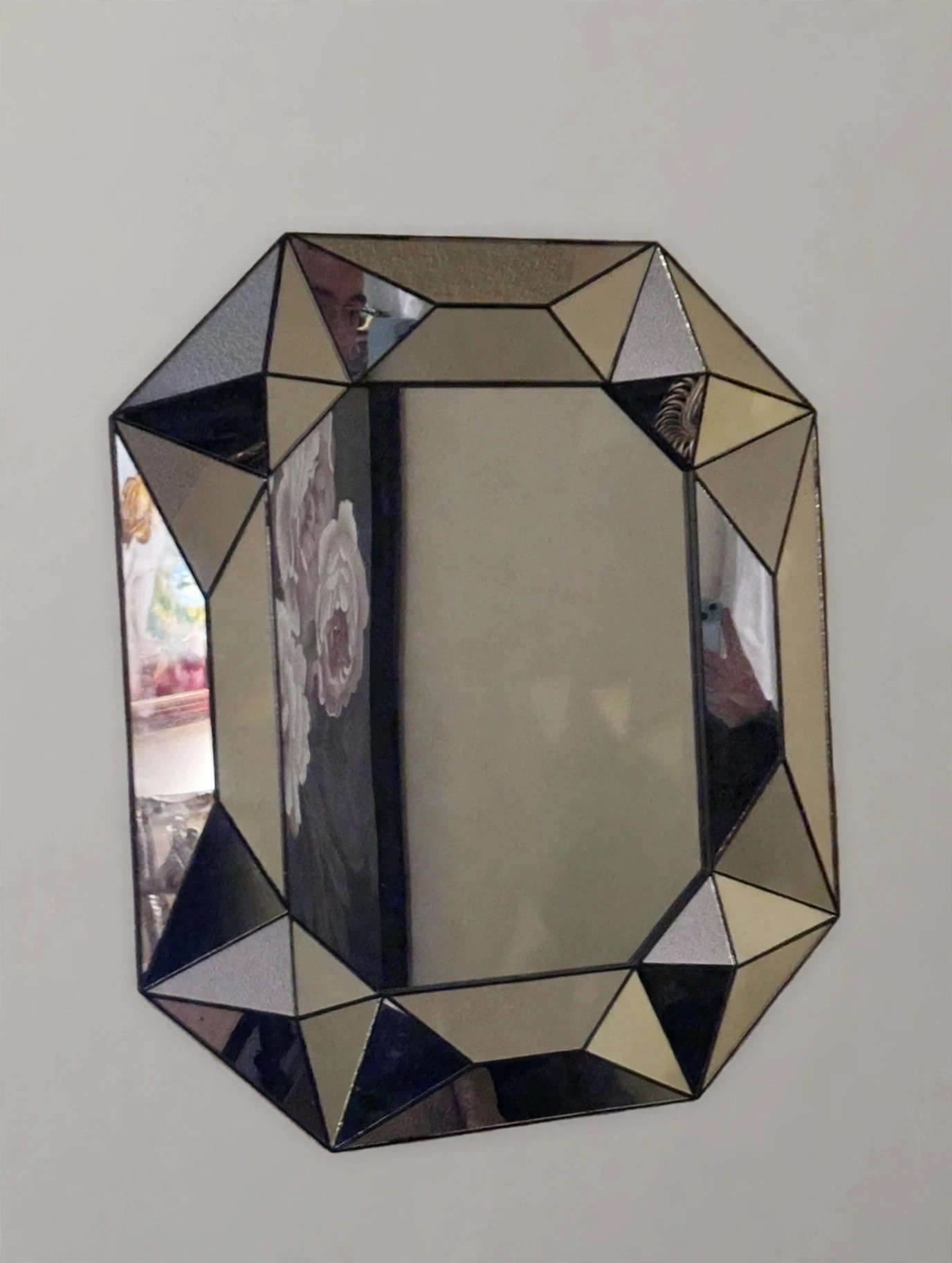 Faceted Octagon Wall Mirror 20x28in Smoked Glass - photo 4