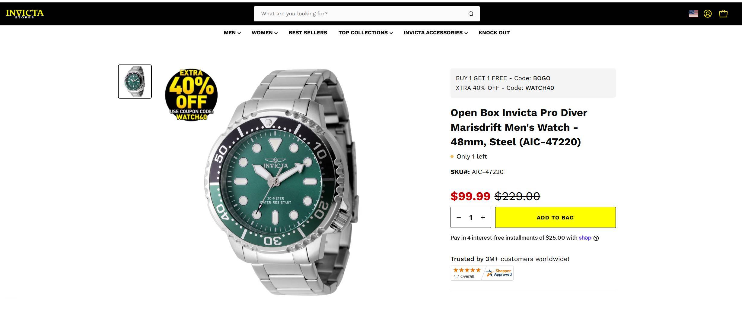Invicta Pro Diver Marisdrift Men's Watch - 48mm, Steel - photo 2