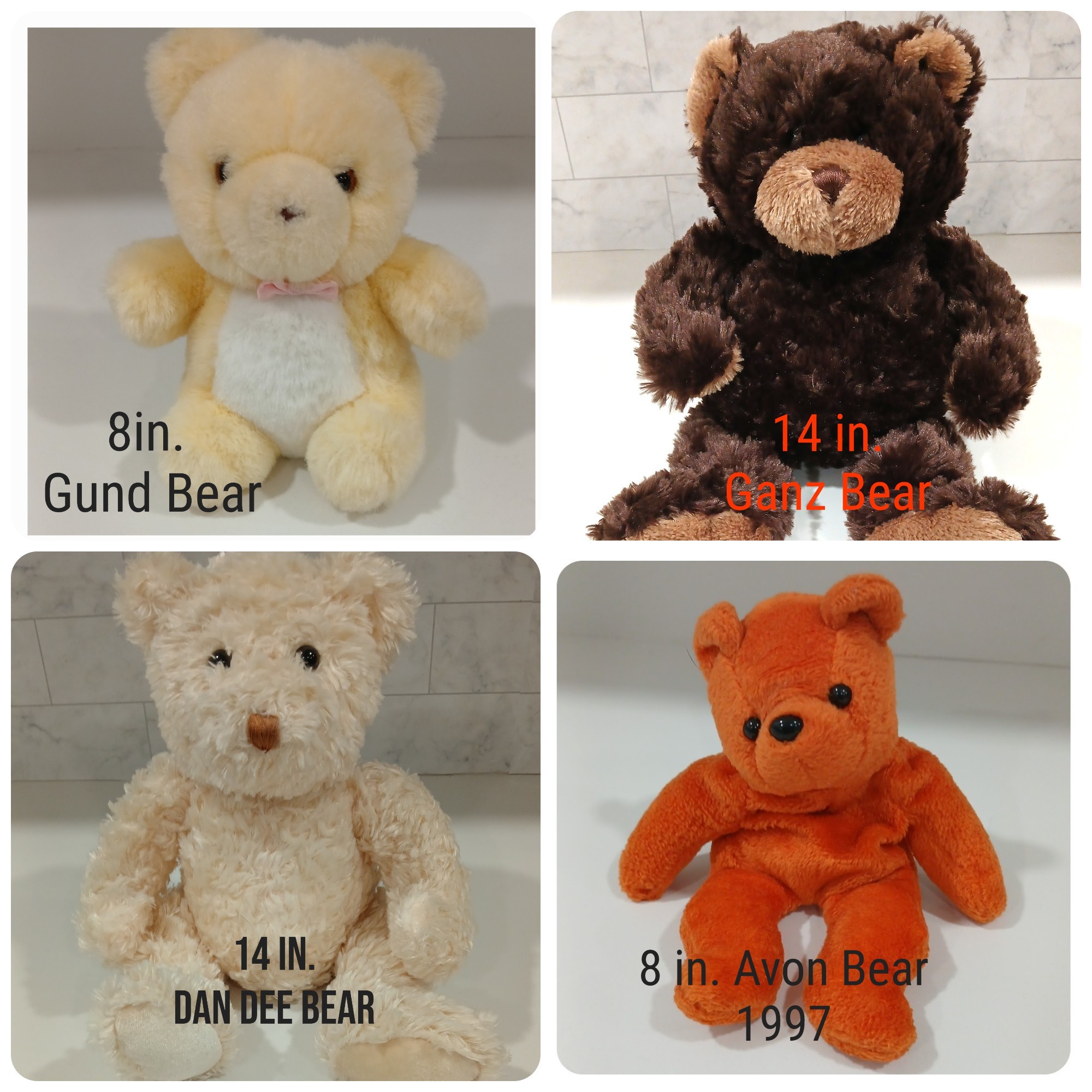 Assorted Plush Teddy Bears, $5 Each,  Select By name