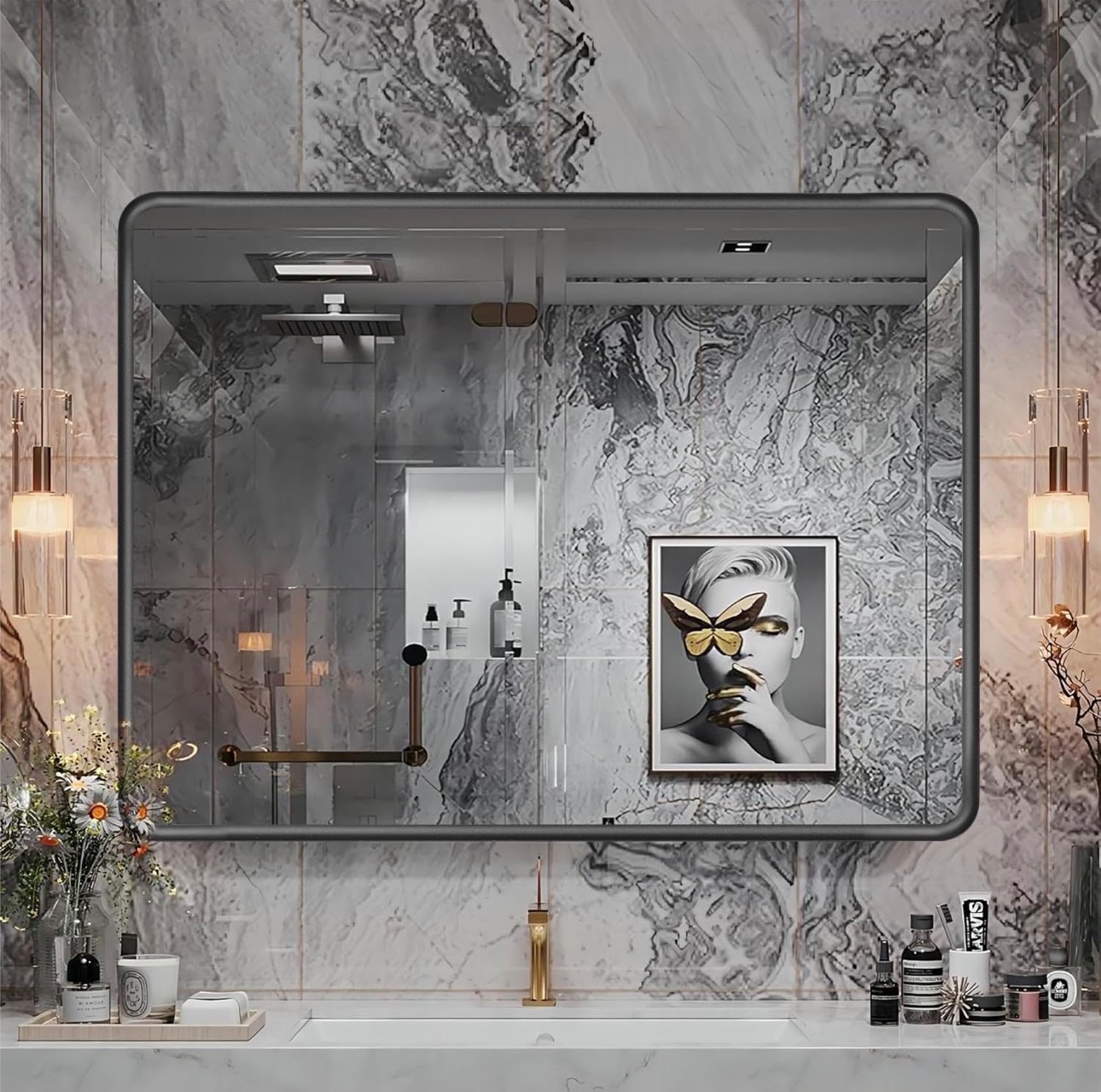 30x40" Framed Mirror Hangs Horizontally or Vertically - photo 2