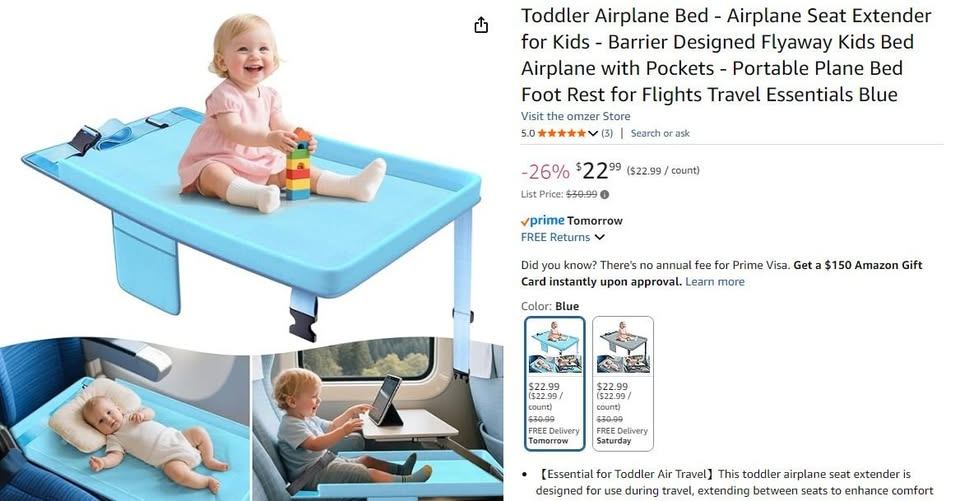 NEW~ Kids Travel Bed, Portable for Airplane/Train/Bus - photo 5