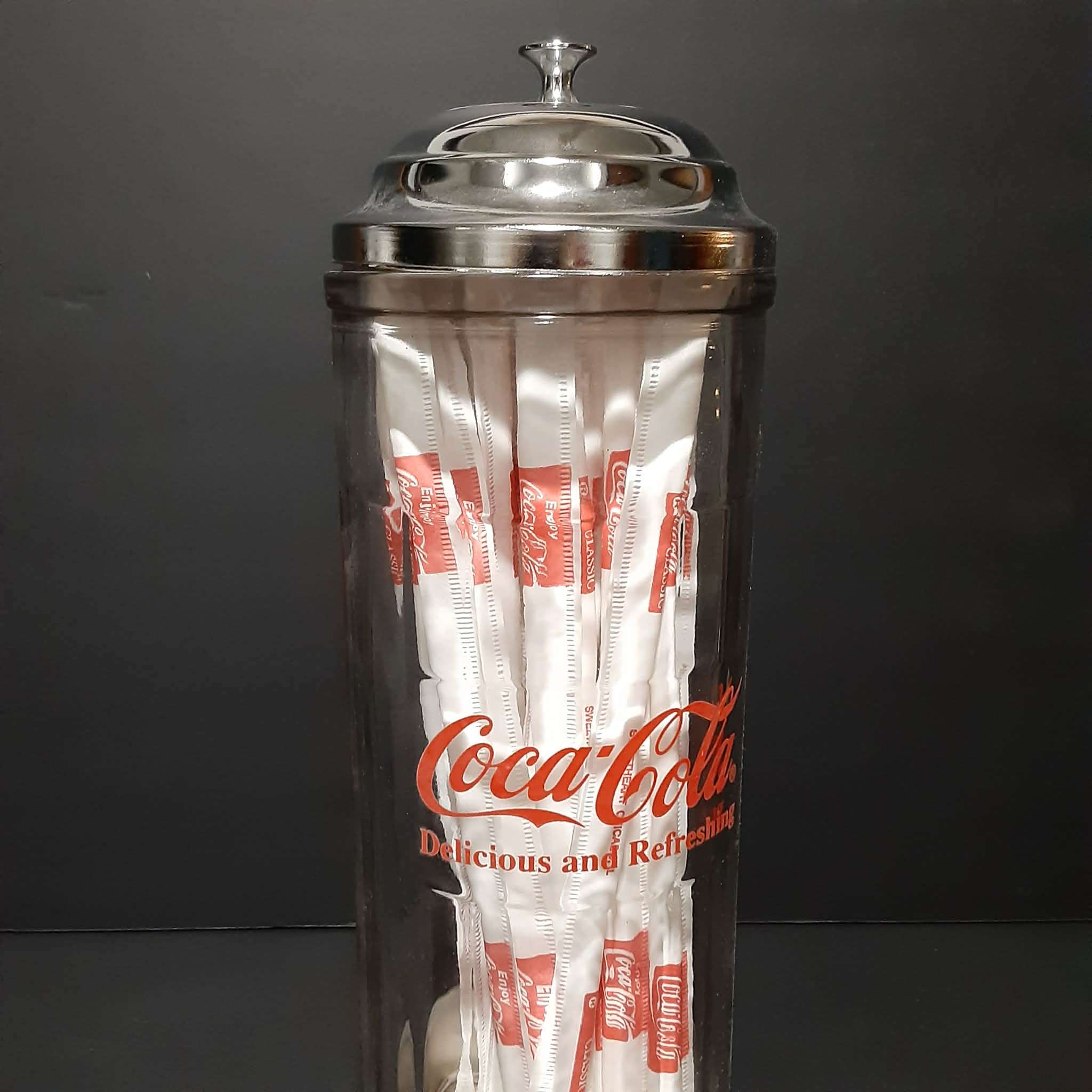 1992 Vintage Coca Cola Glass Straw Dispenser Holder Diner Style - photo 3