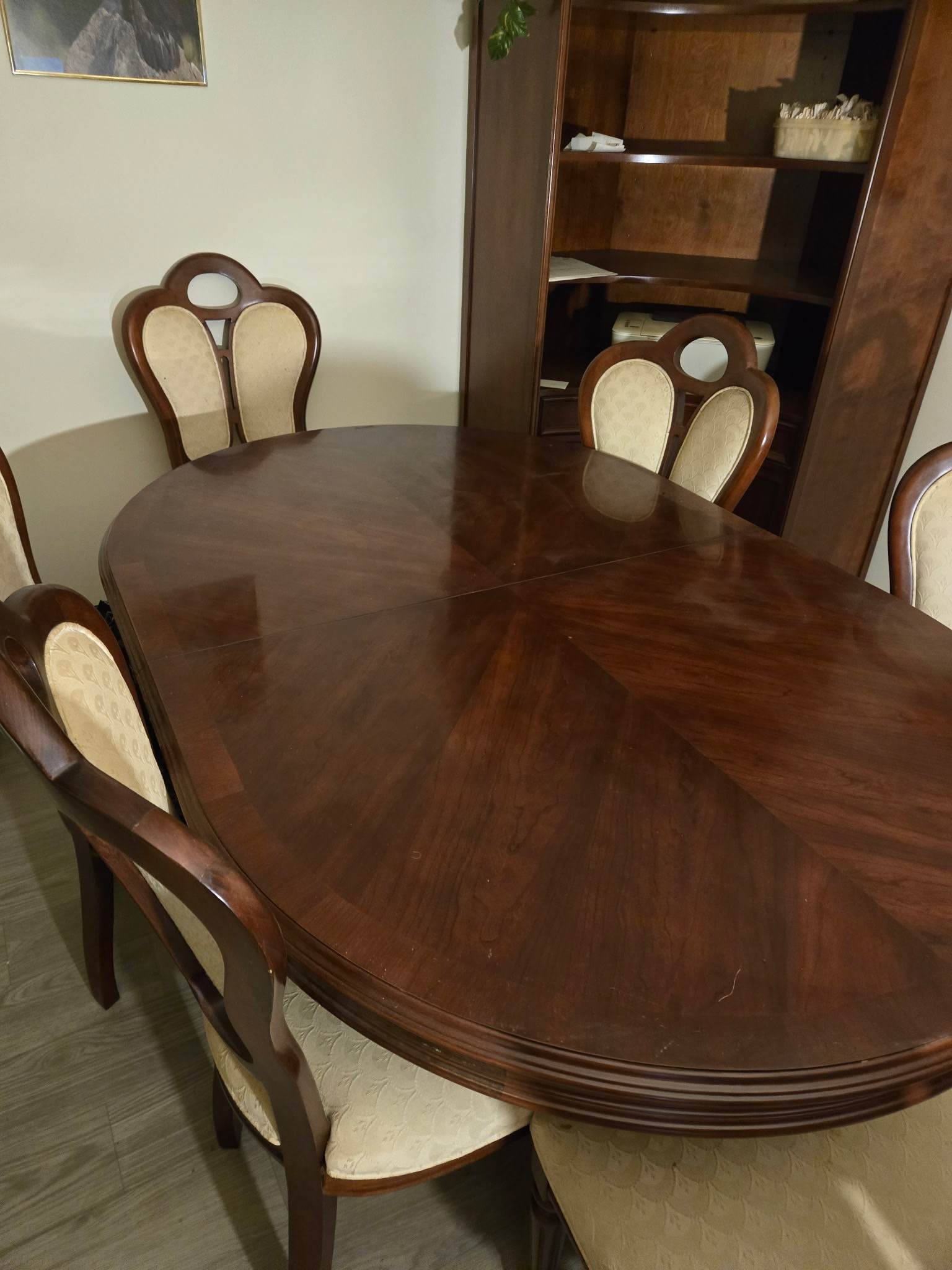 6 Piece Cherry Wall Unit and Cherry Dining Table with 6 Chairs - photo 4