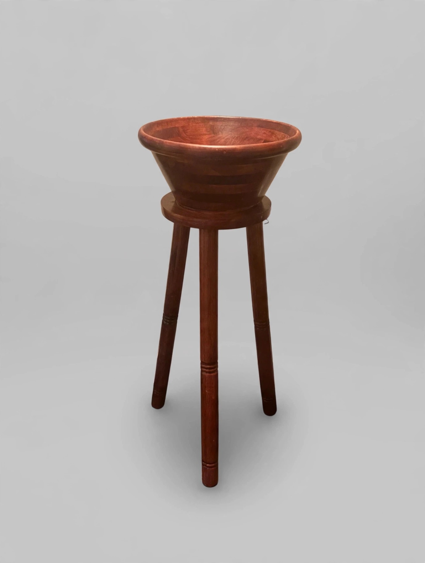 Pomerantz Wooden Bowl on Pedestal Tripod Stand Large