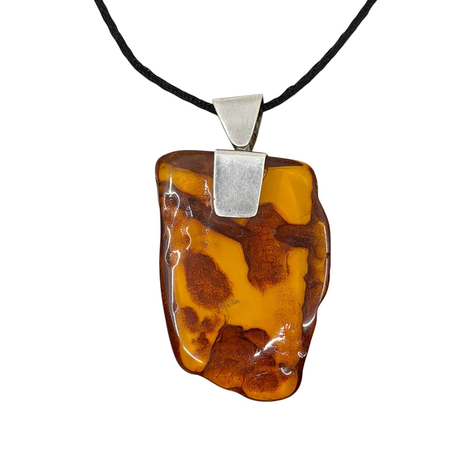 Modernist Sterling Silver baltic amber pendant
