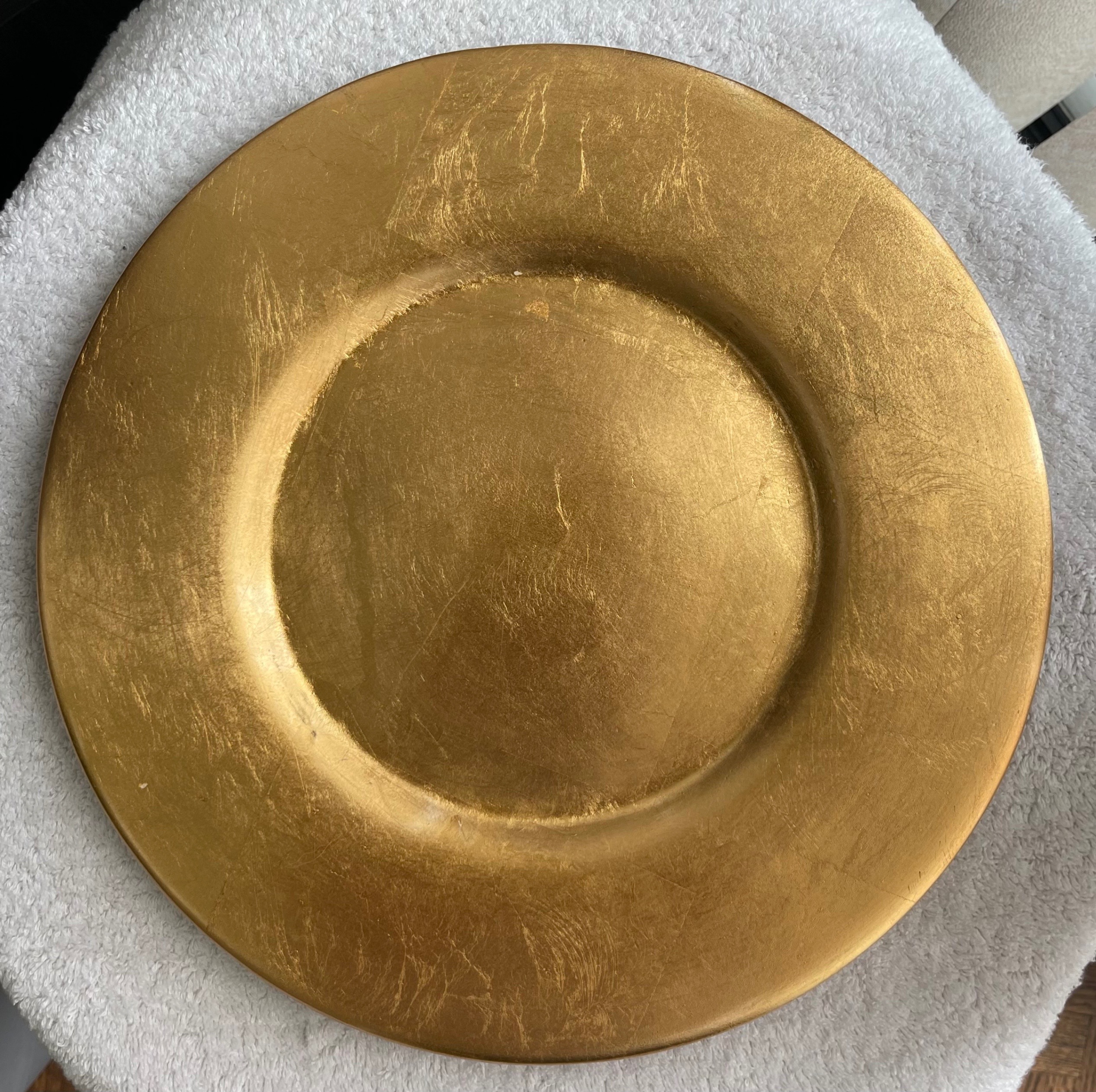 Set of 9 Pier 1 Gold Leaf Earthenware Chargers - photo 2