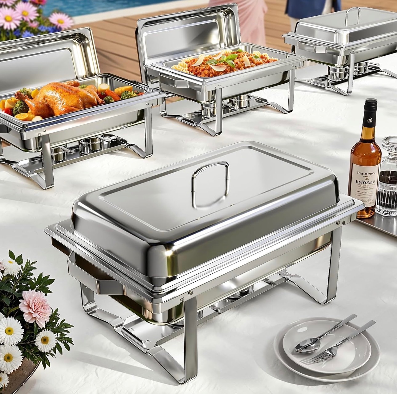 Chafing Dishes for Buffet Warmer 4 Set 9QT High Grade Stainless