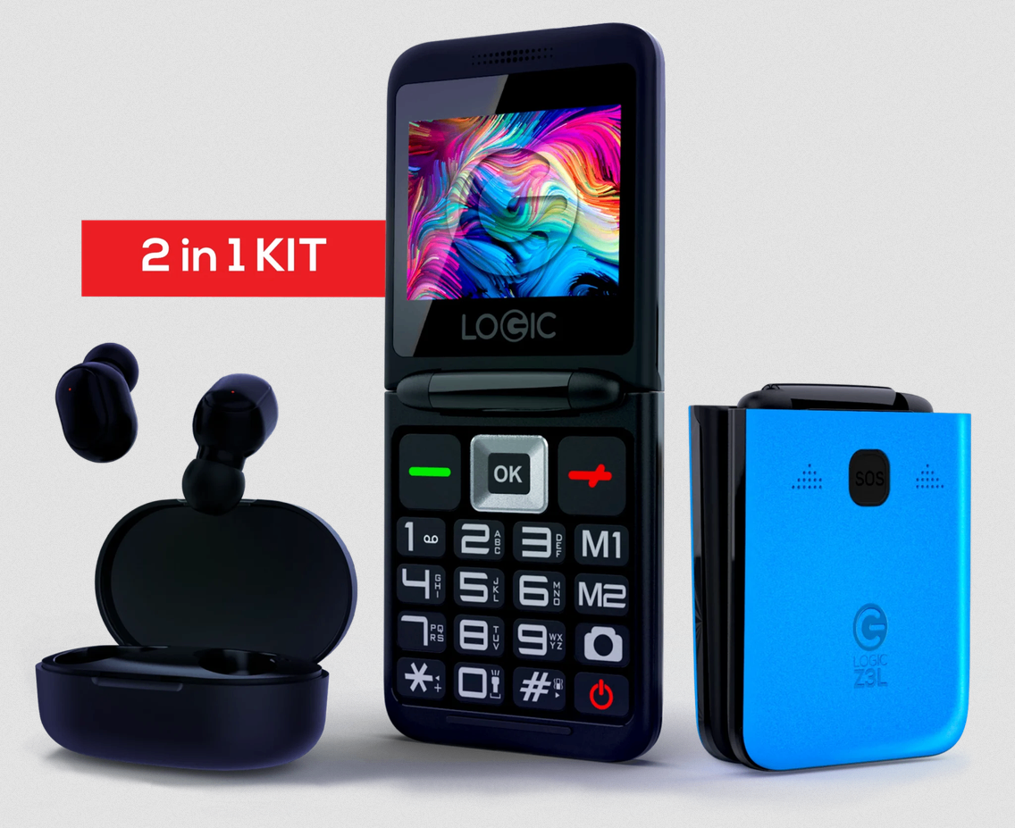 Logic Z3L KIT - 4G Flip Phone & FREE TWS Bluetooth earbuds