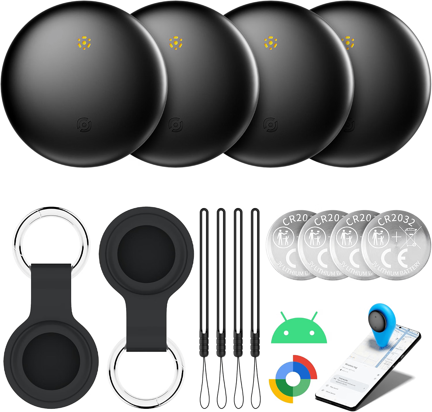 4 Pack Smart Bluetooth Air Tracker Tags for Android Samsung
