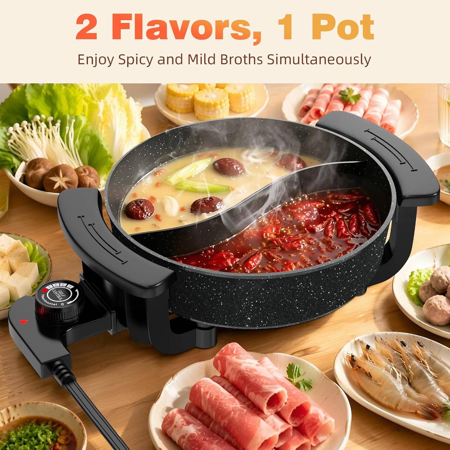 Electric Hot Pot 6L with Divider – Glass Lid – Near New – $40 - photo 3