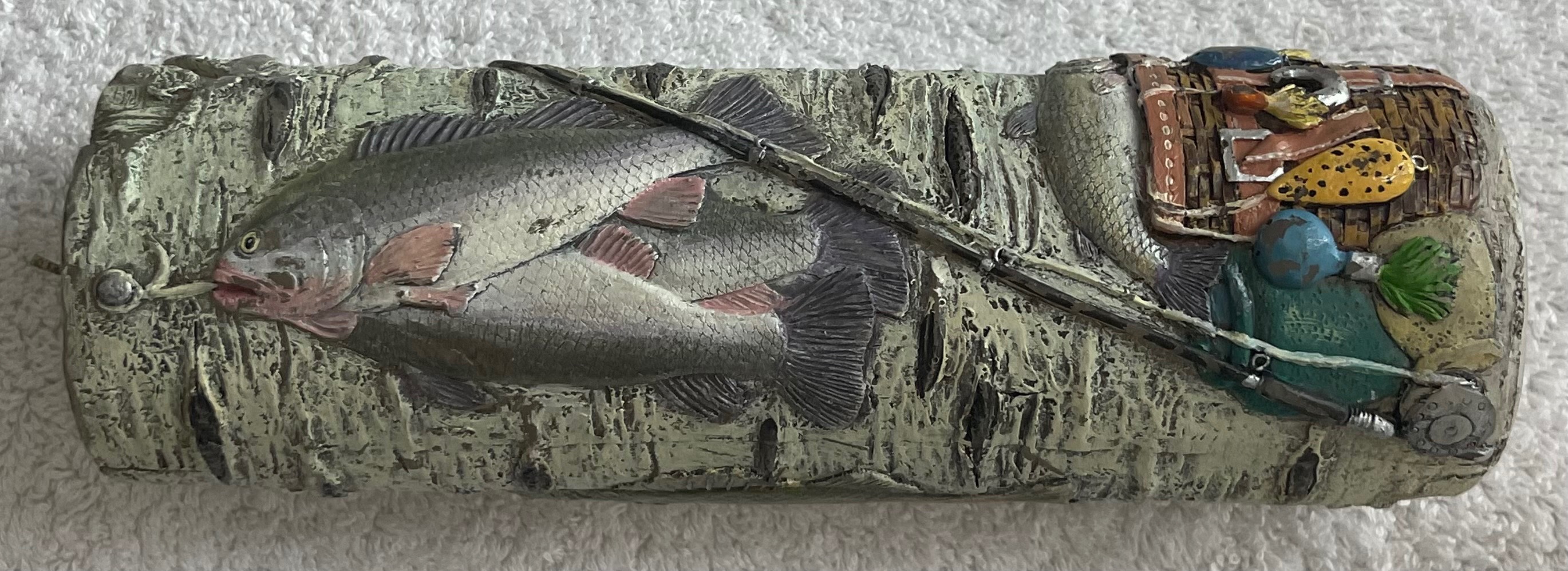 Vintage Rustic Fishing Birch Bark Pillar Candle - photo 2
