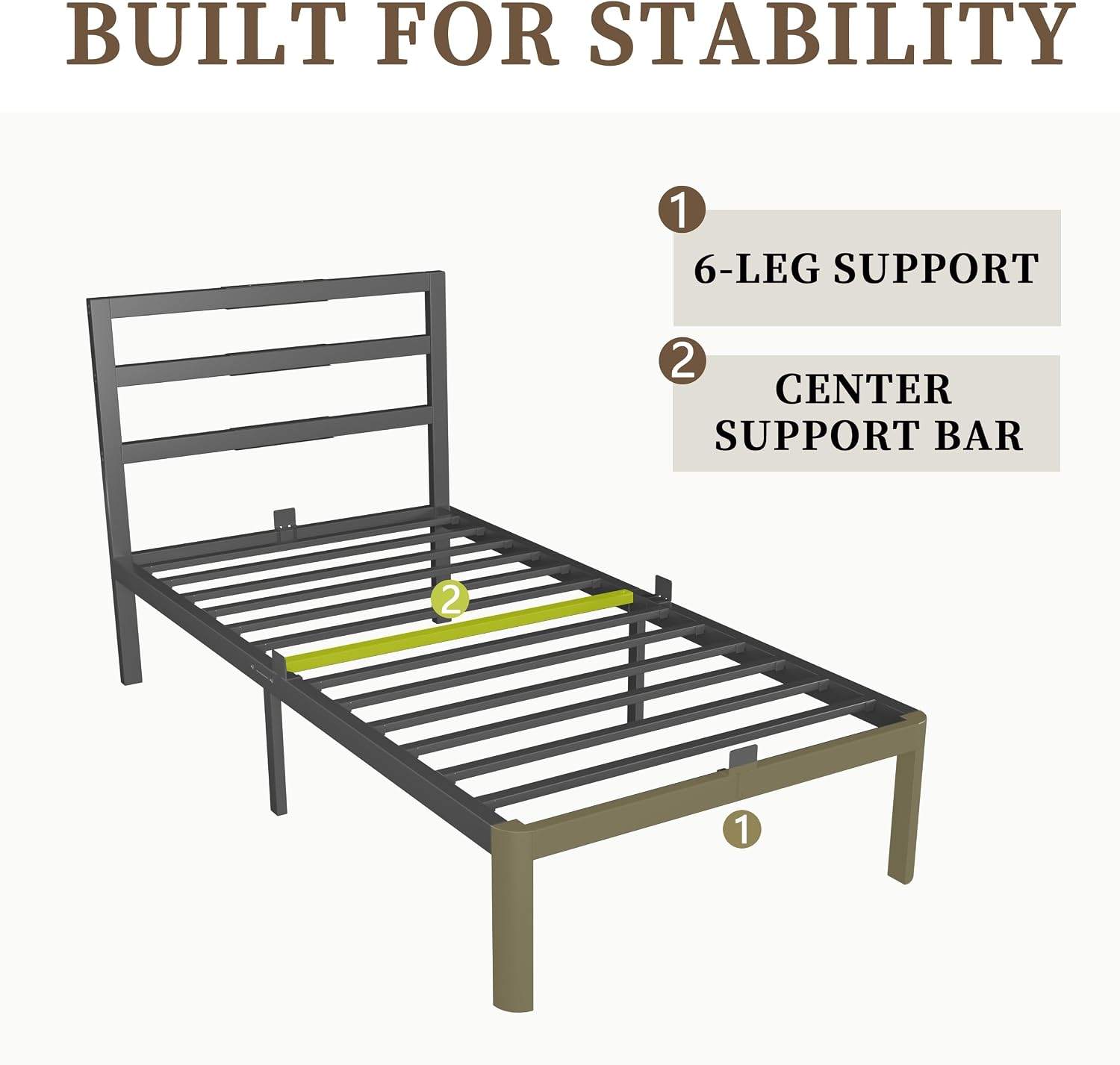 ZTH Twin Bed Frame with Headboard - photo 5