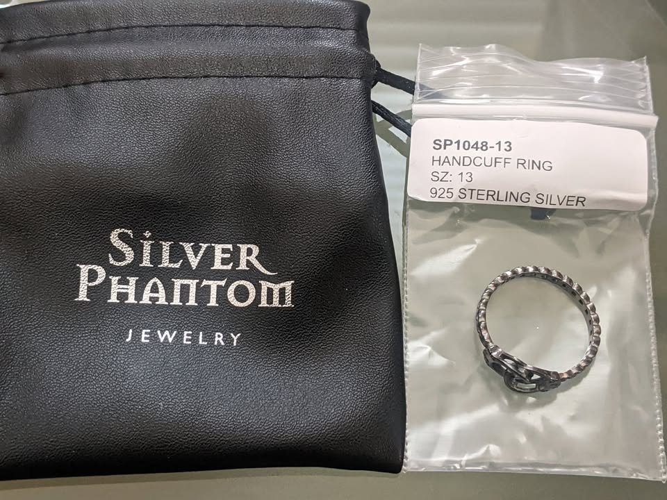 Silver Phantom Jewelry Handcuff Ring, 925 Sterling Silver,Size13