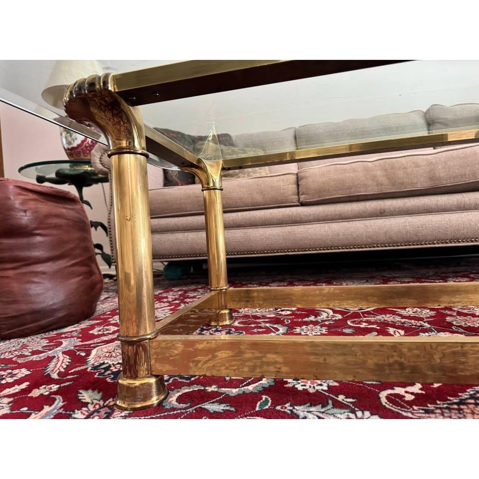 Mastercraft Brass Glass Coffee Table Hollywood Regency - photo 5