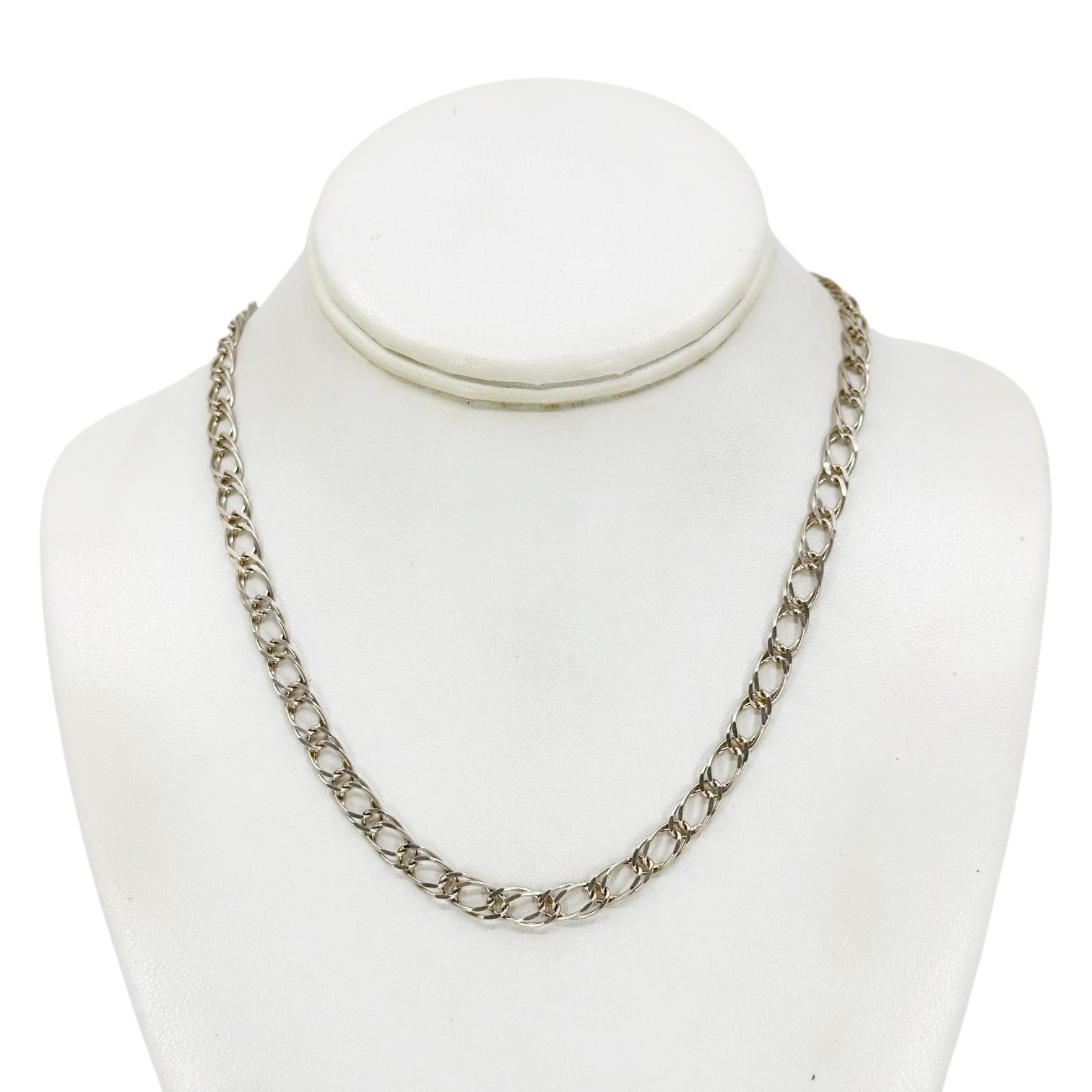 vintage sterling silver double curb link chain necklace - GM1054 - photo 2